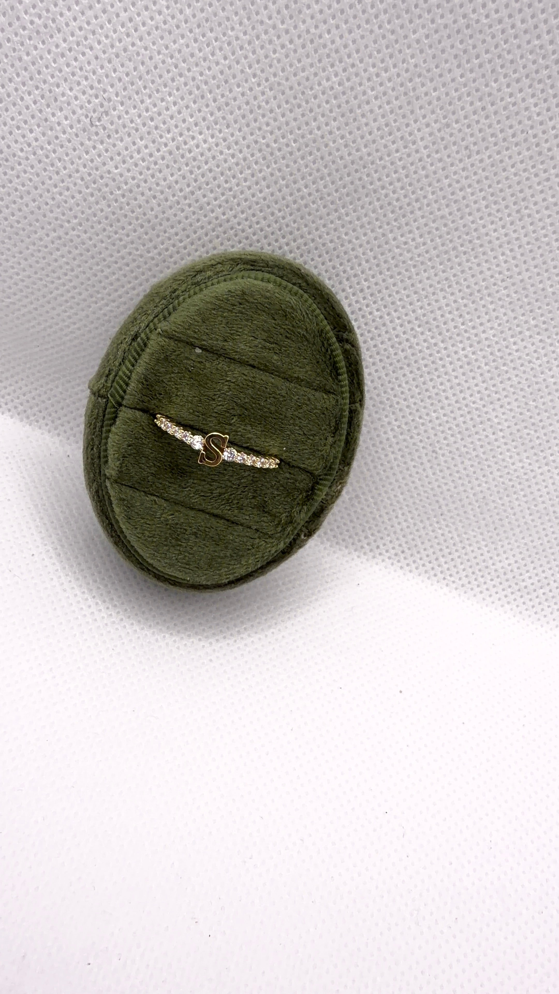 Gold Initial "S" Crystal Pavé Ring