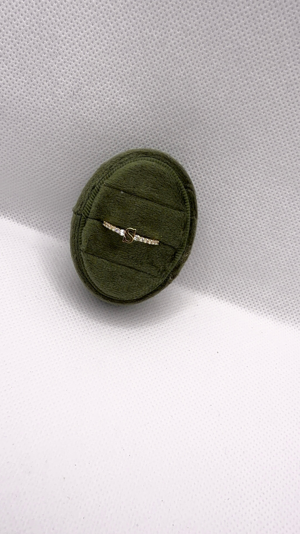 Gold Initial "S" Crystal Pavé Ring