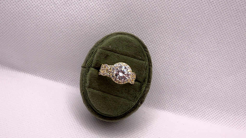 Gold Halo Solitaire Crystal Ring