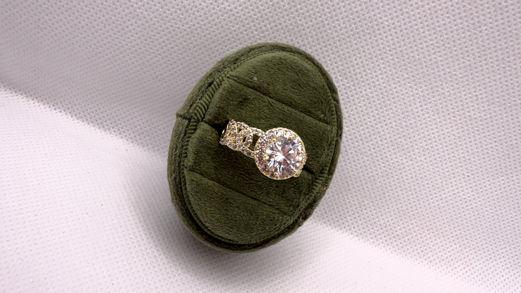 Gold Halo Solitaire Crystal Ring