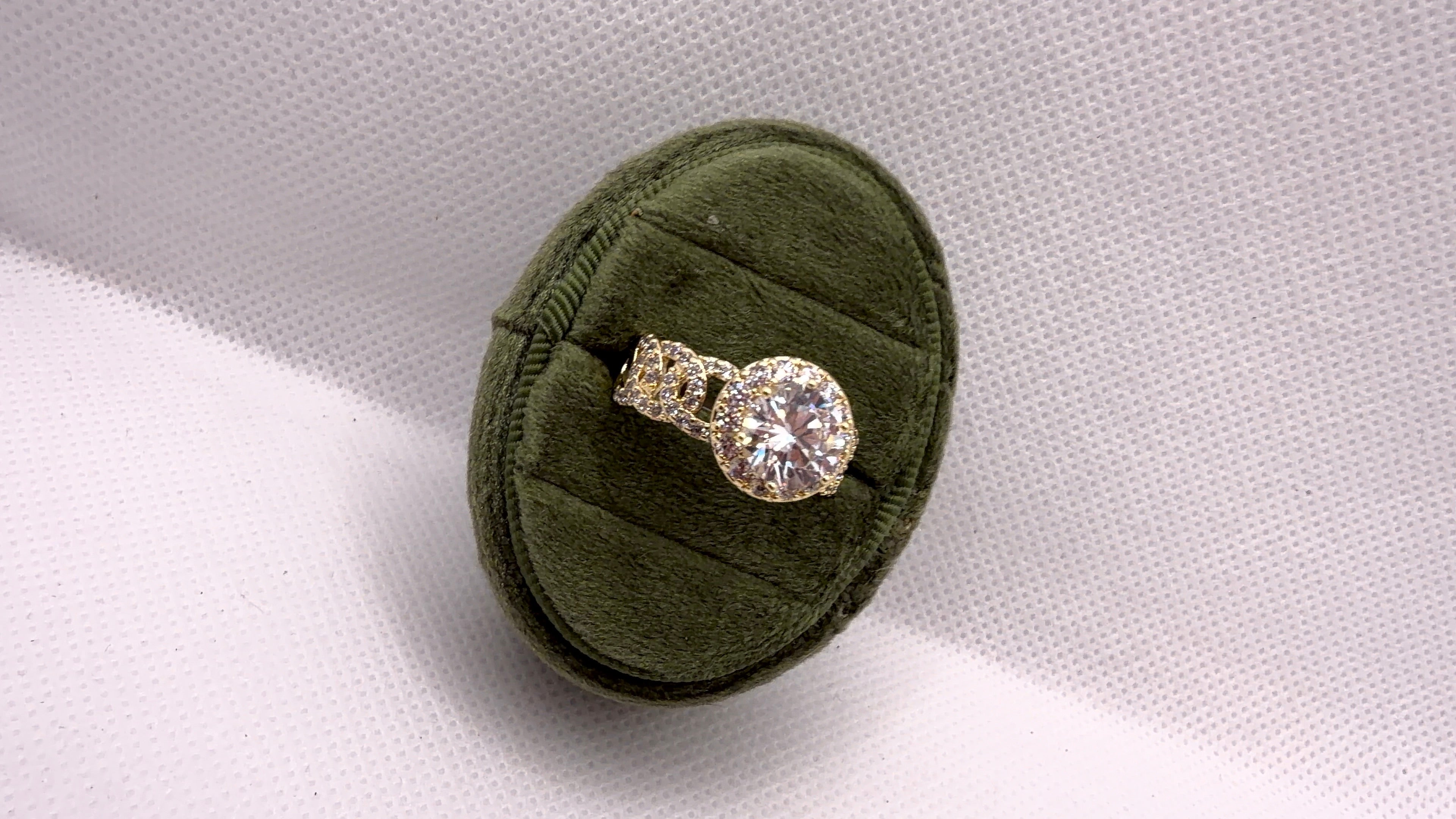 Gold Halo Solitaire Crystal Ring