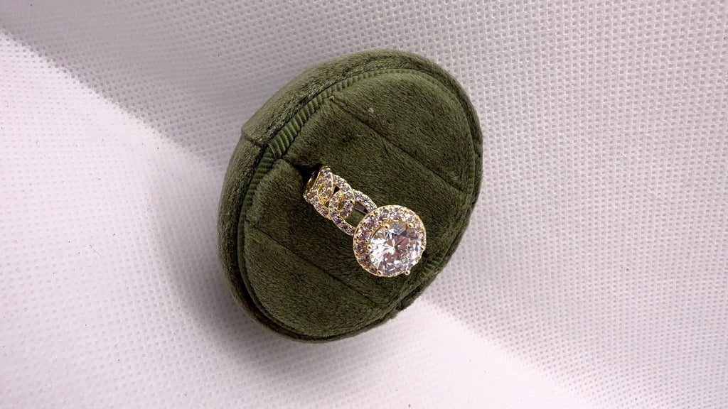 Gold Halo Solitaire Crystal Ring