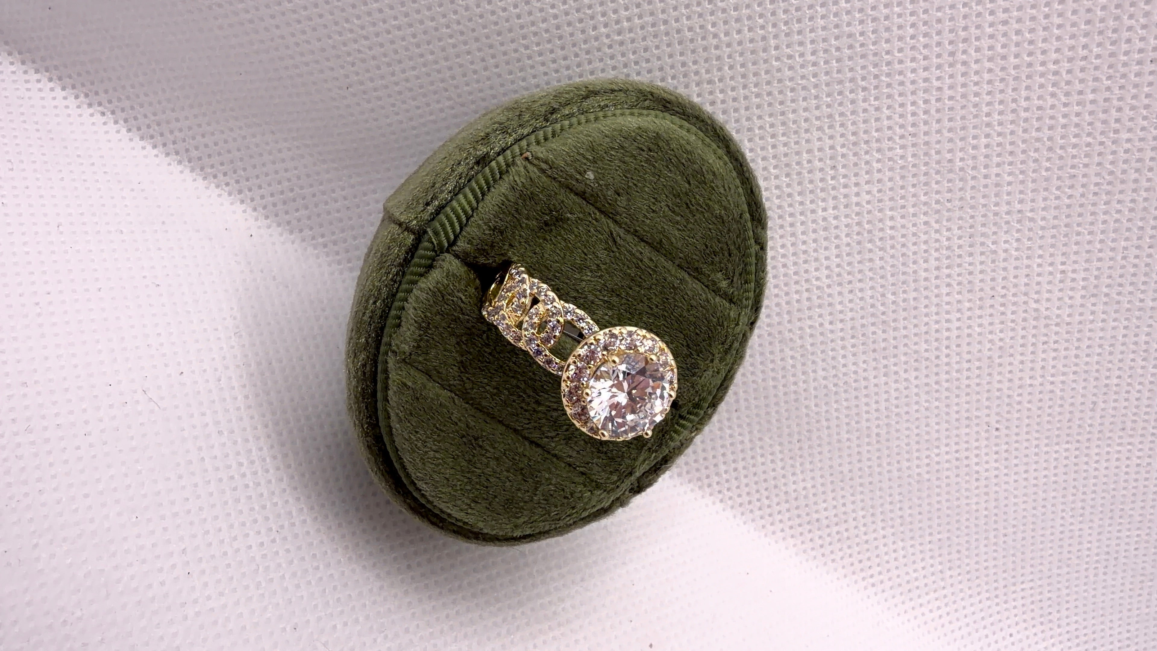 Gold Halo Solitaire Crystal Ring