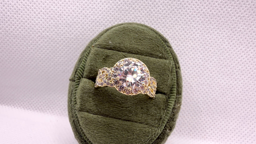 Gold Halo Solitaire Crystal Ring