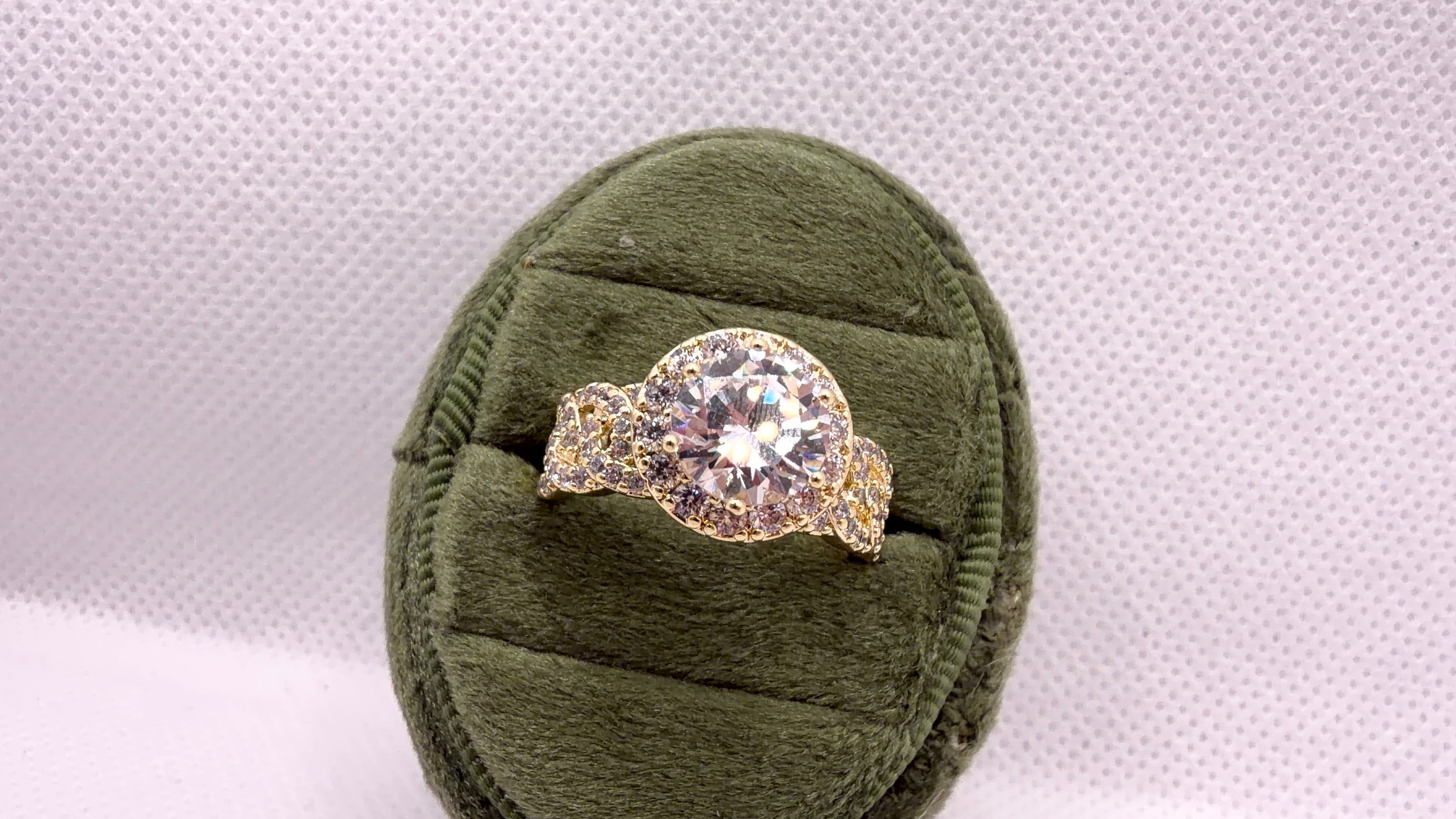 Gold Halo Solitaire Crystal Ring