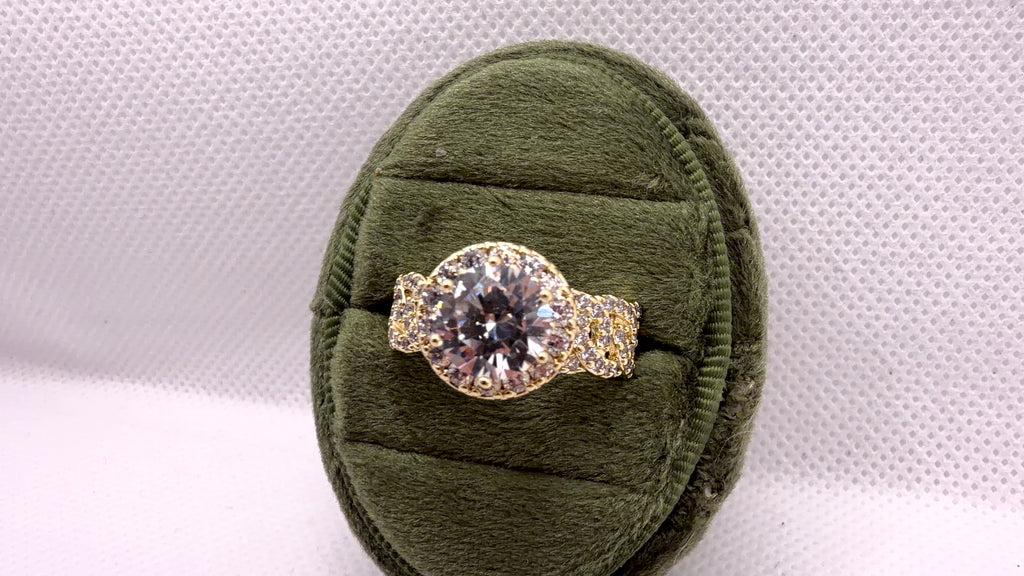 Gold Halo Solitaire Crystal Ring