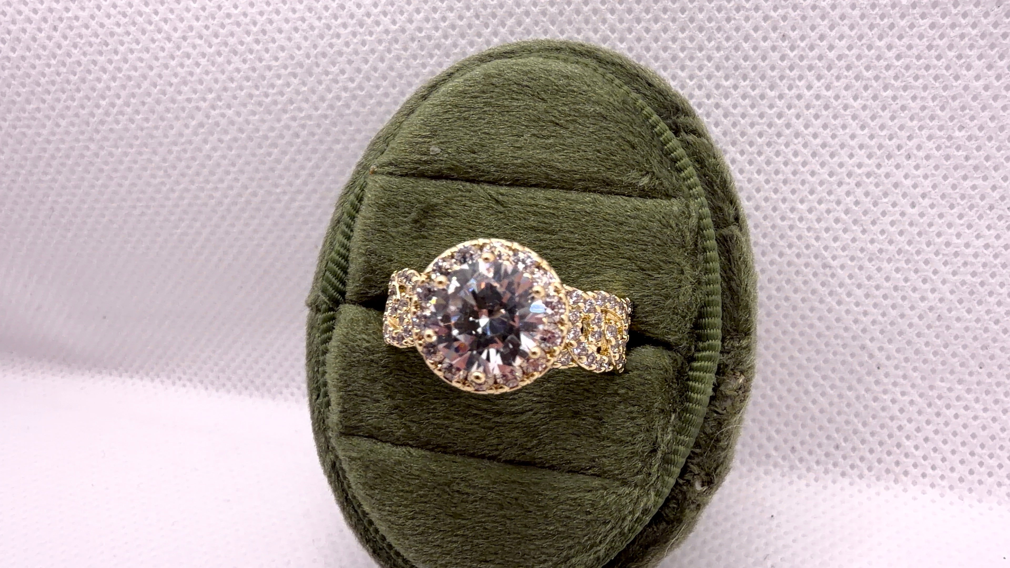 Gold Halo Solitaire Crystal Ring