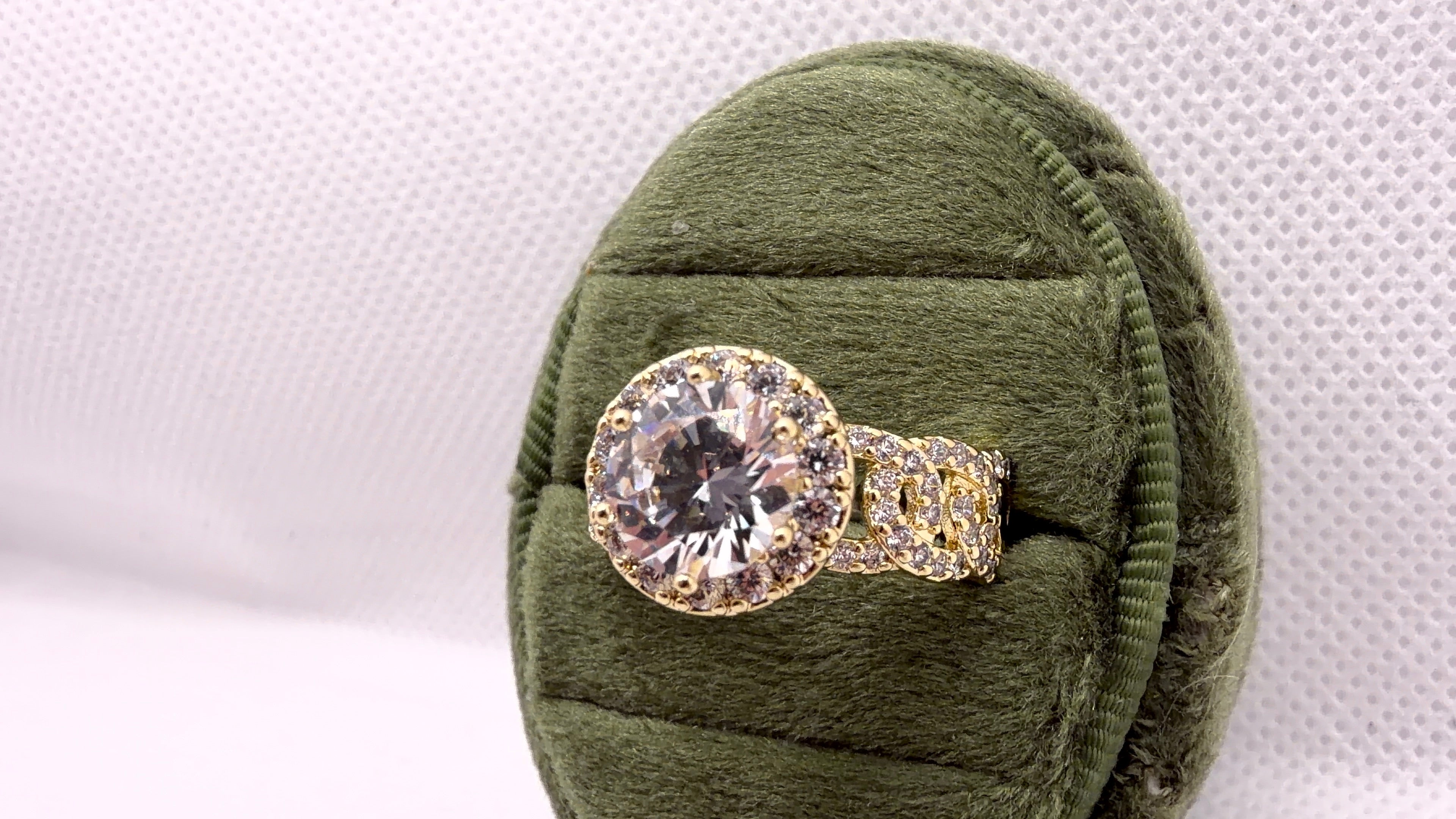 Gold Halo Solitaire Crystal Ring