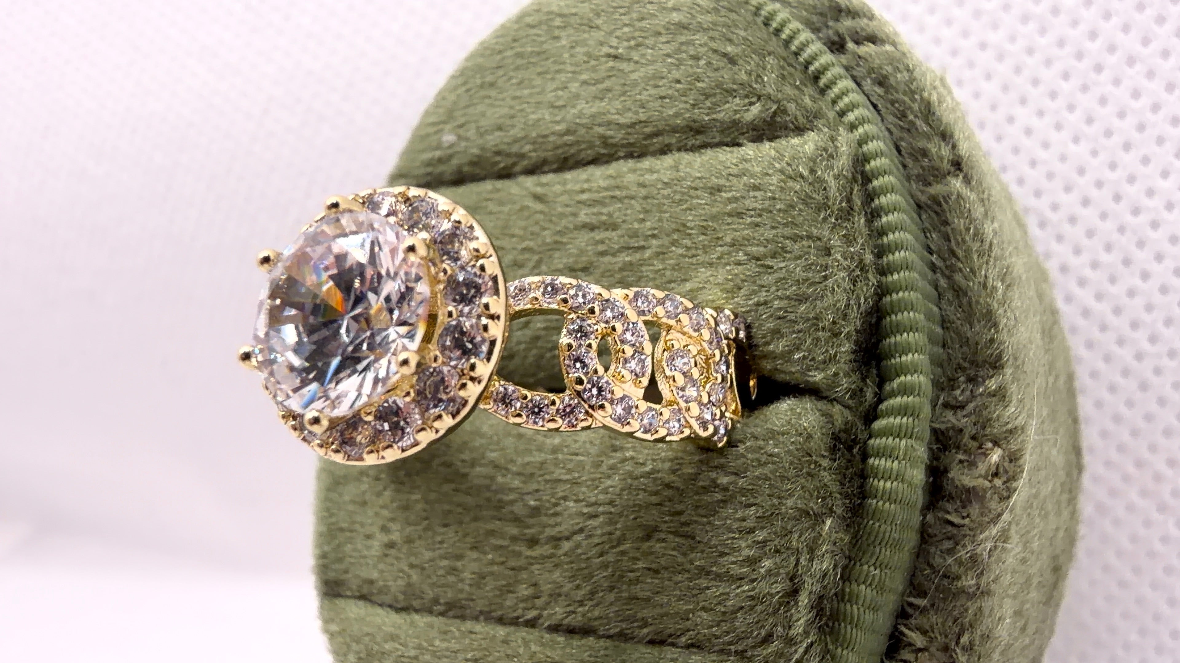 Gold Halo Solitaire Crystal Ring
