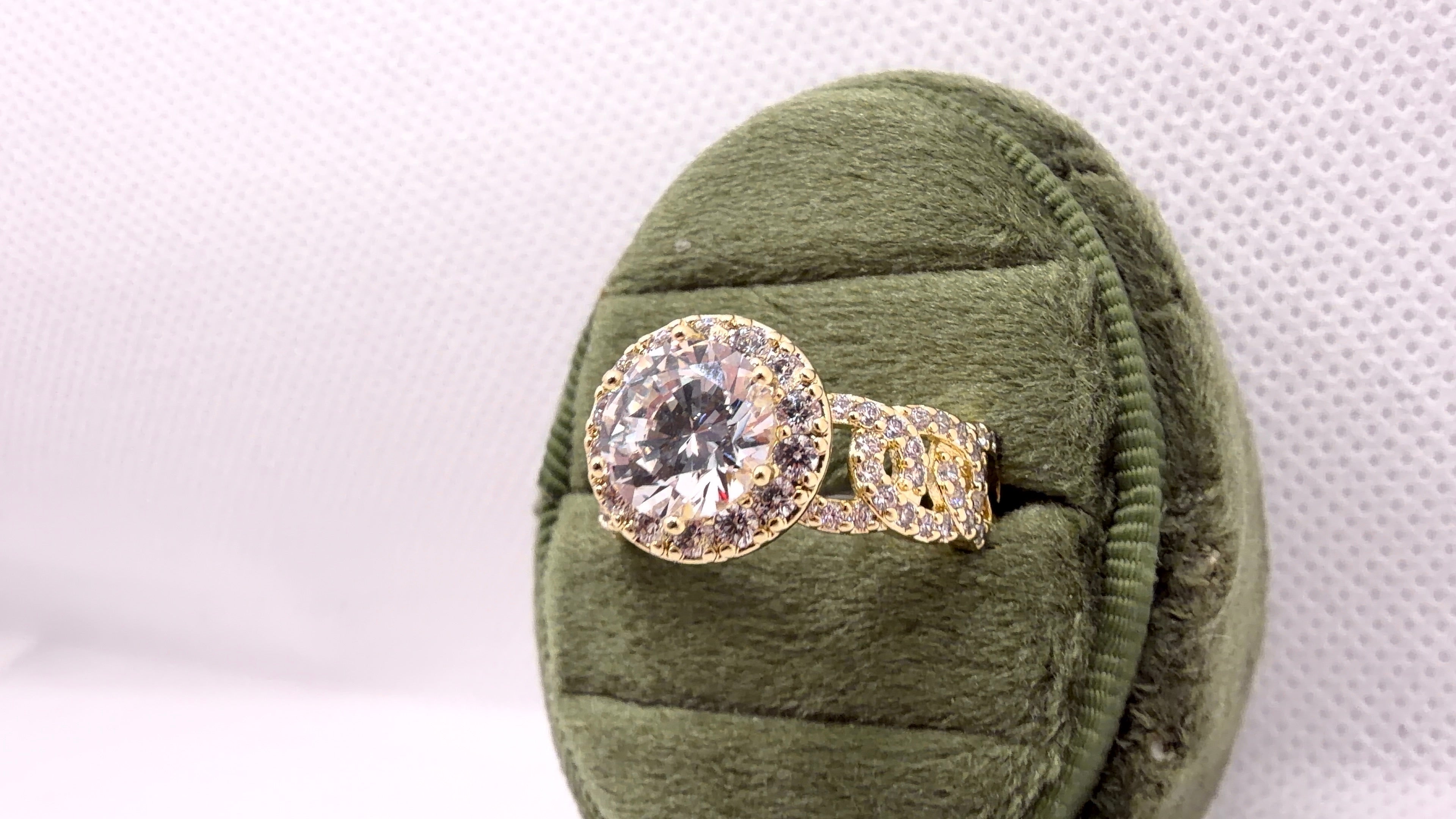 Gold Halo Solitaire Crystal Ring