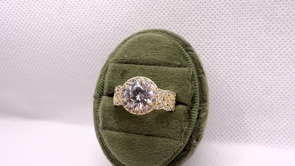 Gold Halo Solitaire Crystal Ring