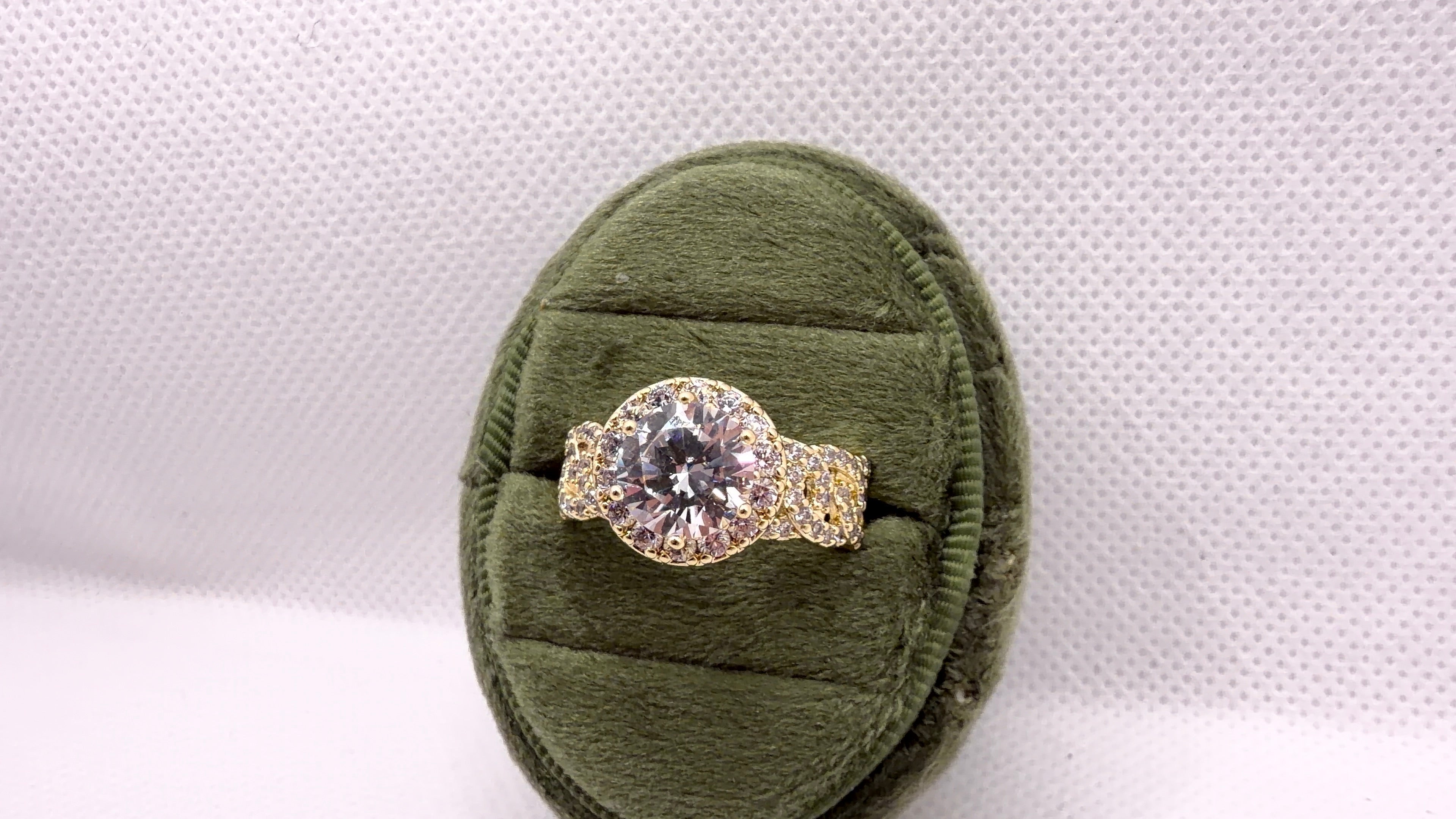 Gold Halo Solitaire Crystal Ring