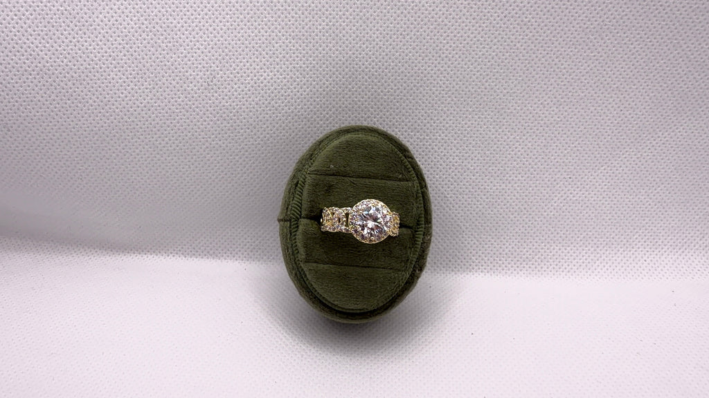 Gold Halo Solitaire Crystal Ring