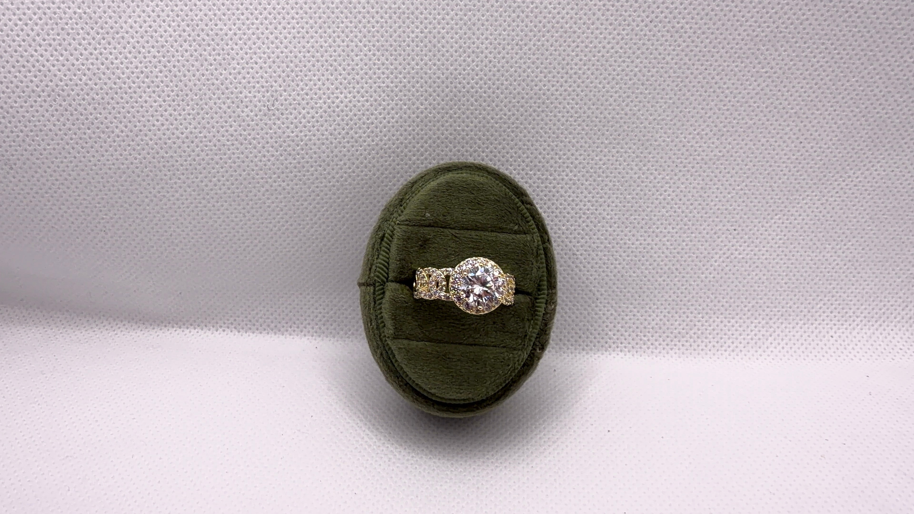 Gold Halo Solitaire Crystal Ring