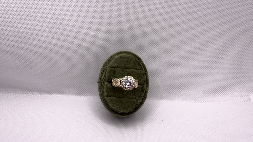 Gold Halo Solitaire Crystal Ring