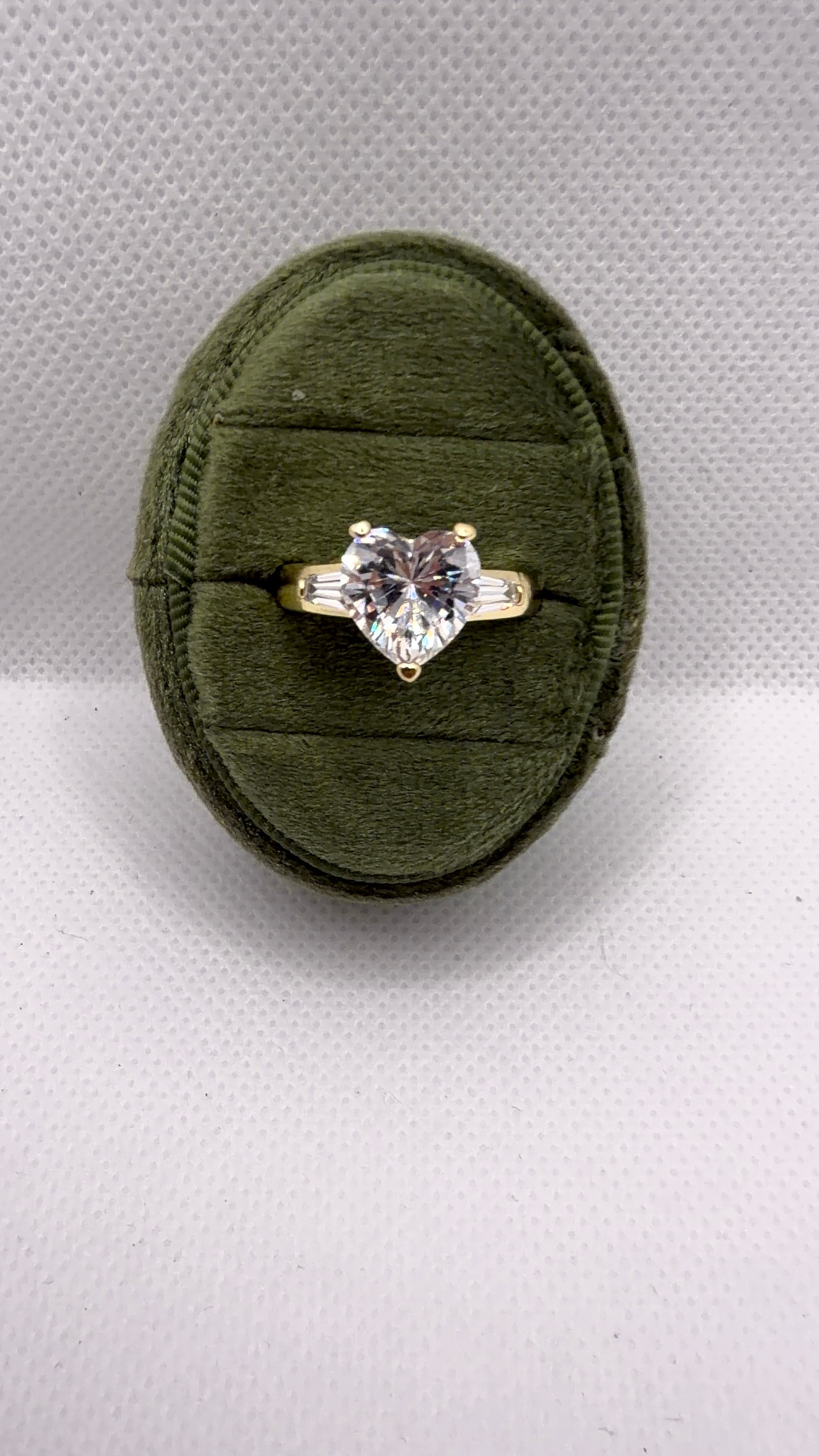 Gold Heart-Cut Clear Crystal Solitaire Ring