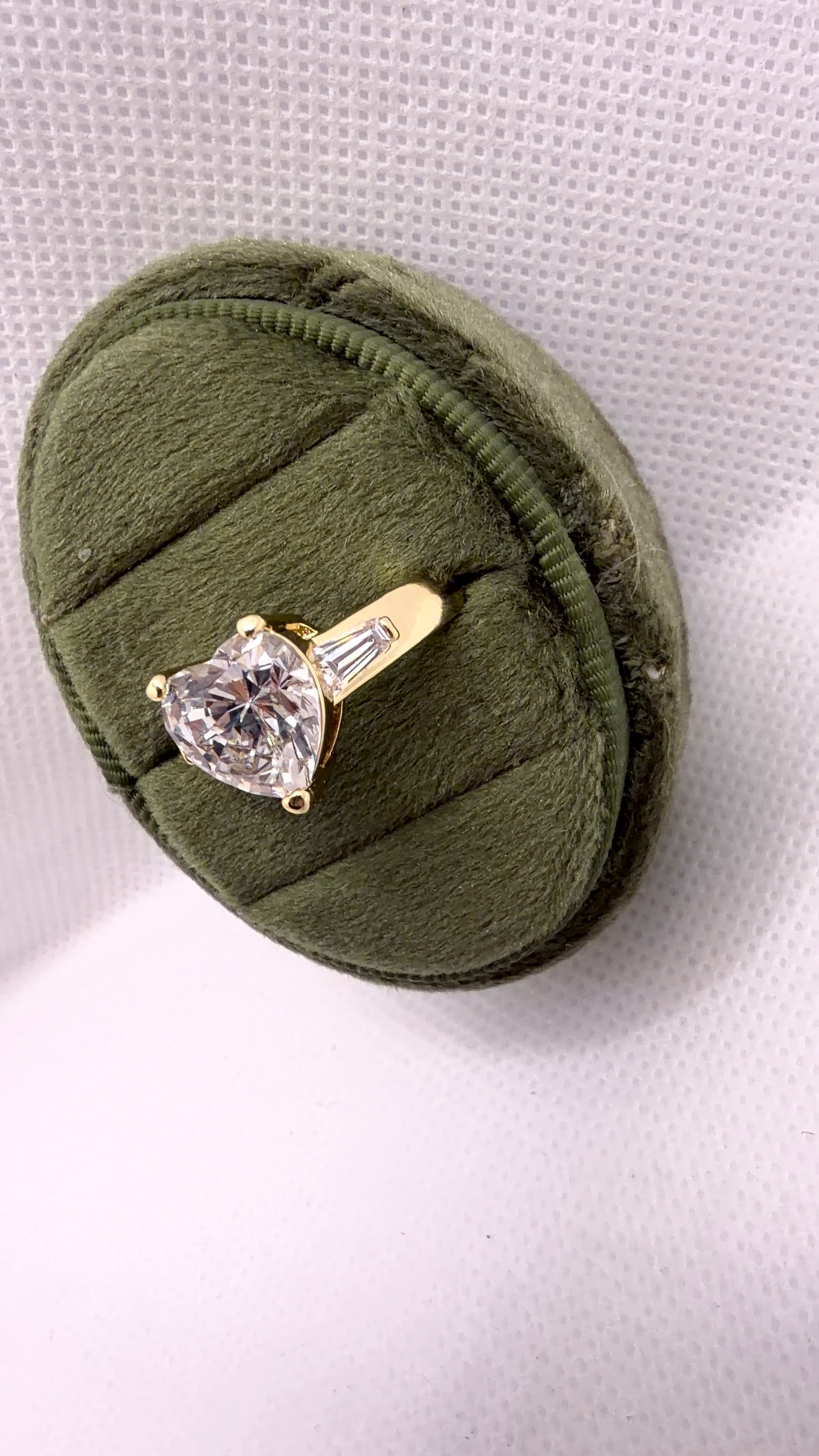 Gold Heart-Cut Clear Crystal Solitaire Ring