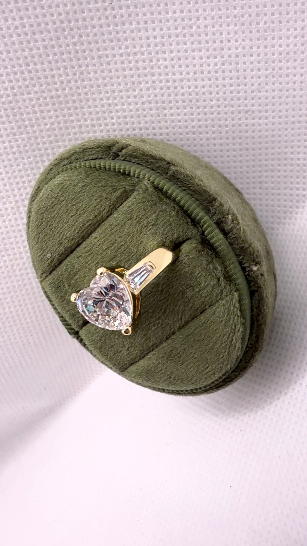 Gold Heart-Cut Clear Crystal Solitaire Ring
