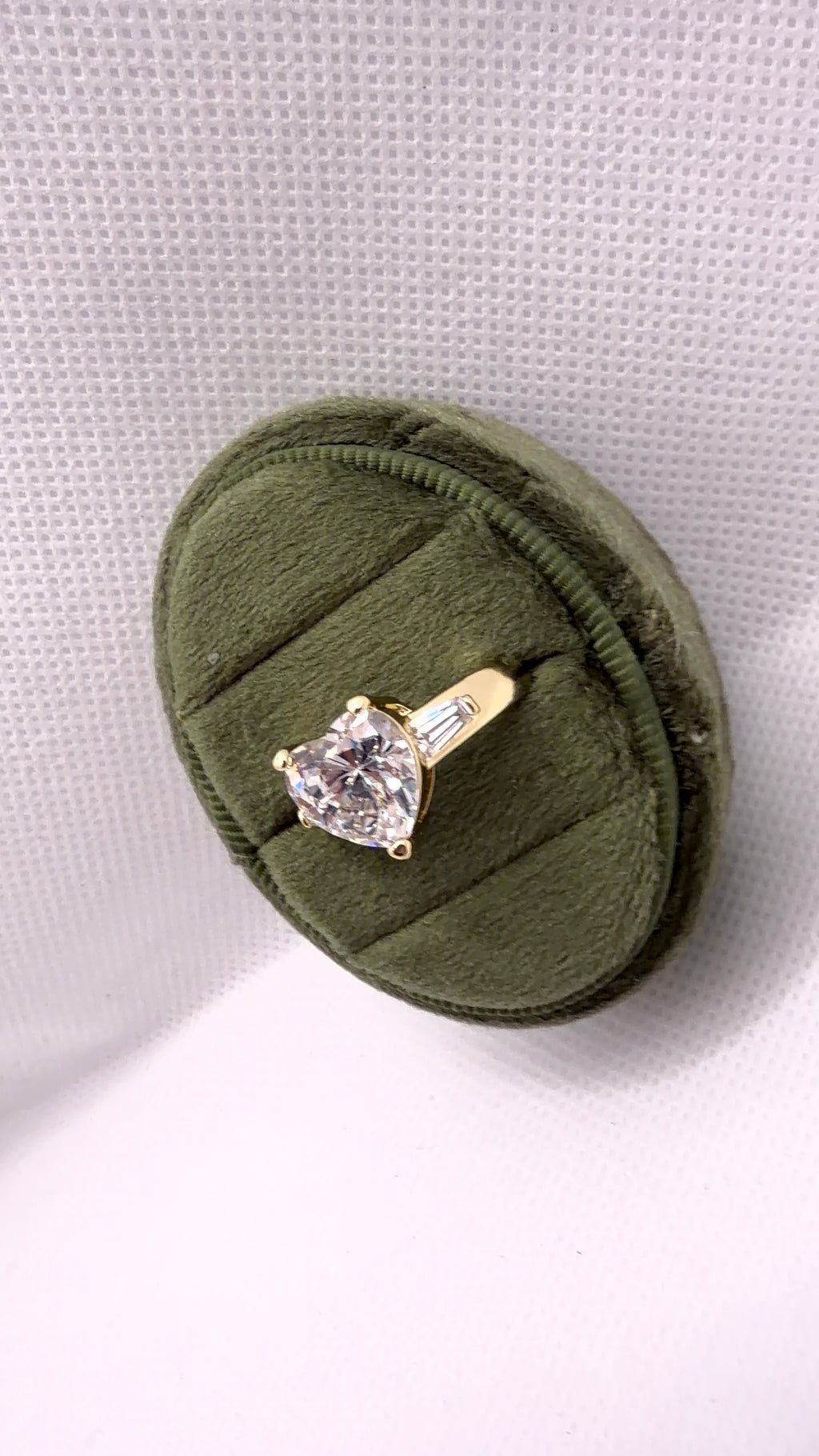 Gold Heart-Cut Clear Crystal Solitaire Ring