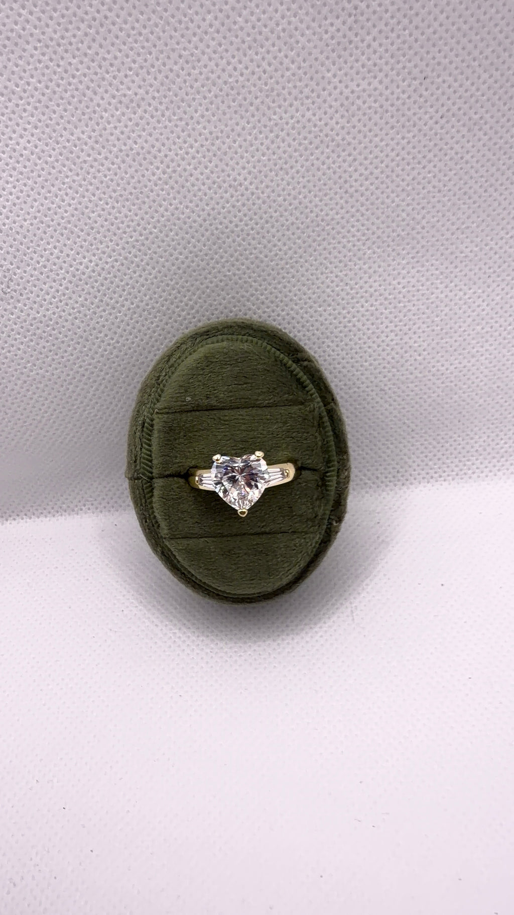 Gold Heart-Cut Clear Crystal Solitaire Ring