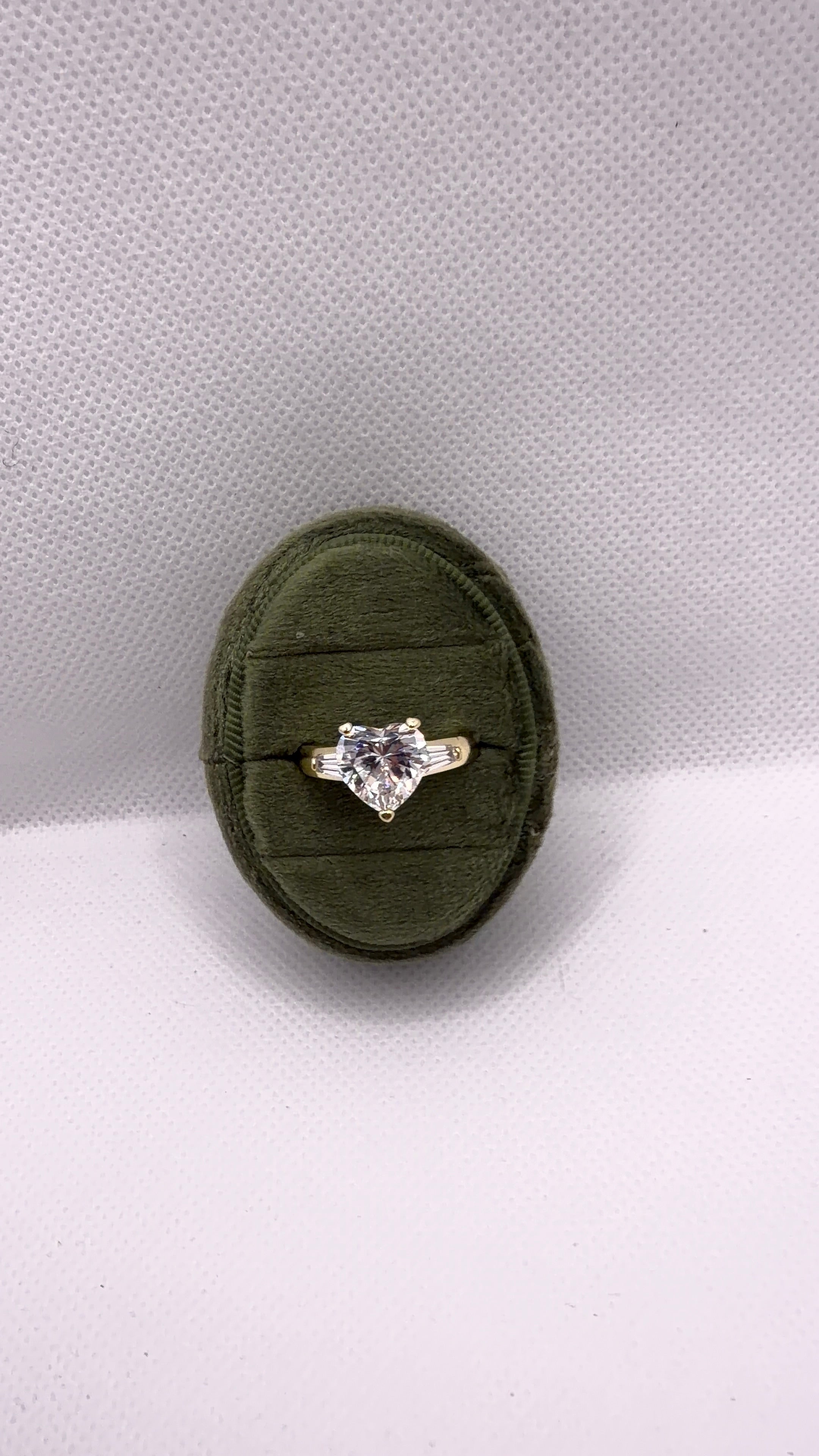 Gold Heart-Cut Clear Crystal Solitaire Ring