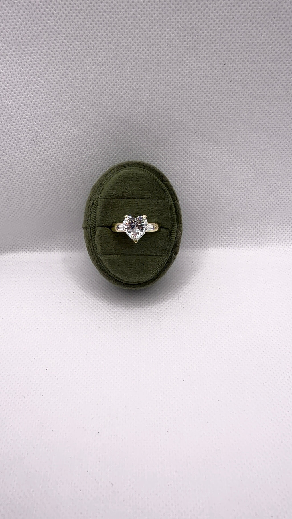 Gold Heart-Cut Clear Crystal Solitaire Ring