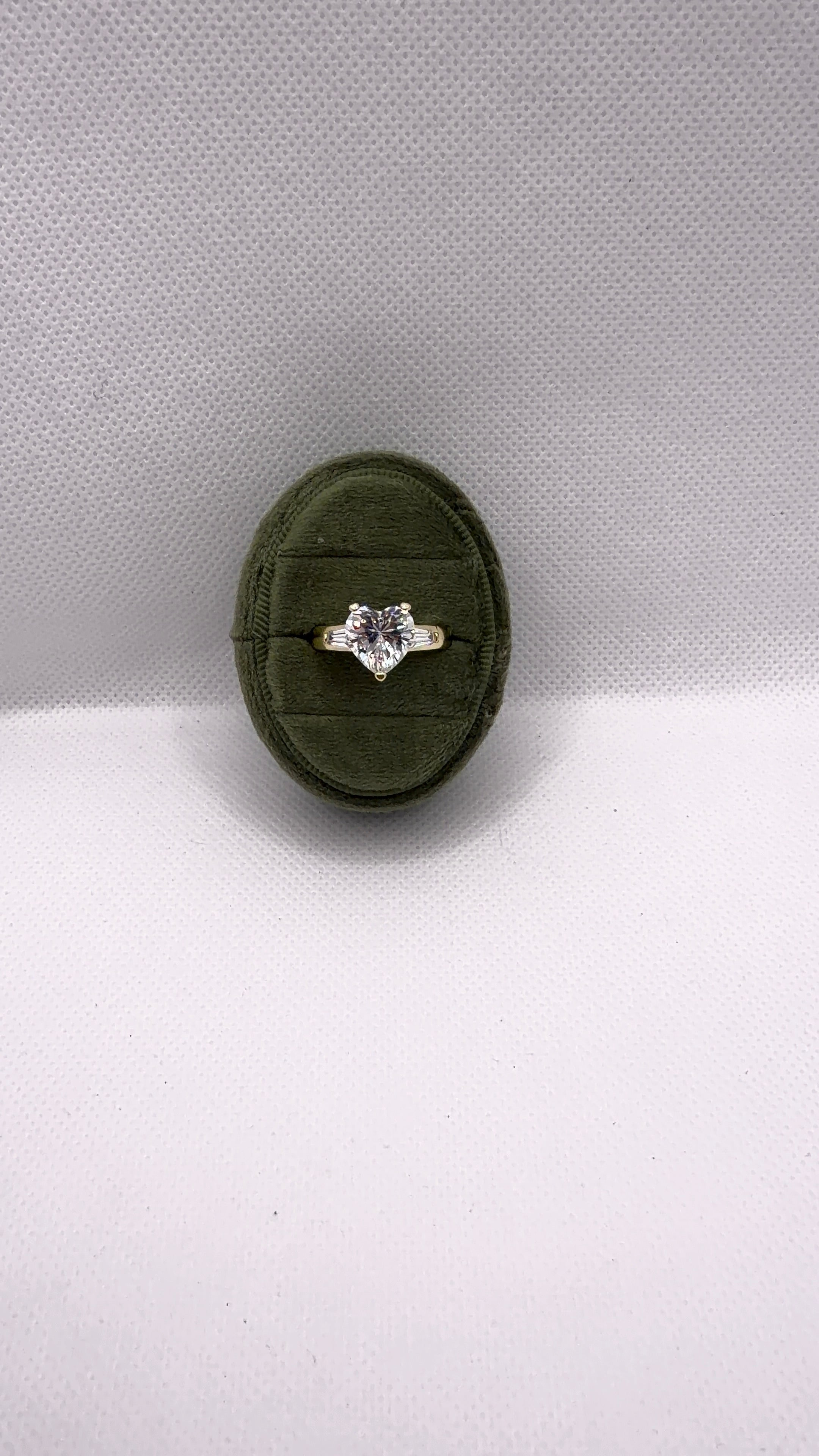 Gold Heart-Cut Clear Crystal Solitaire Ring