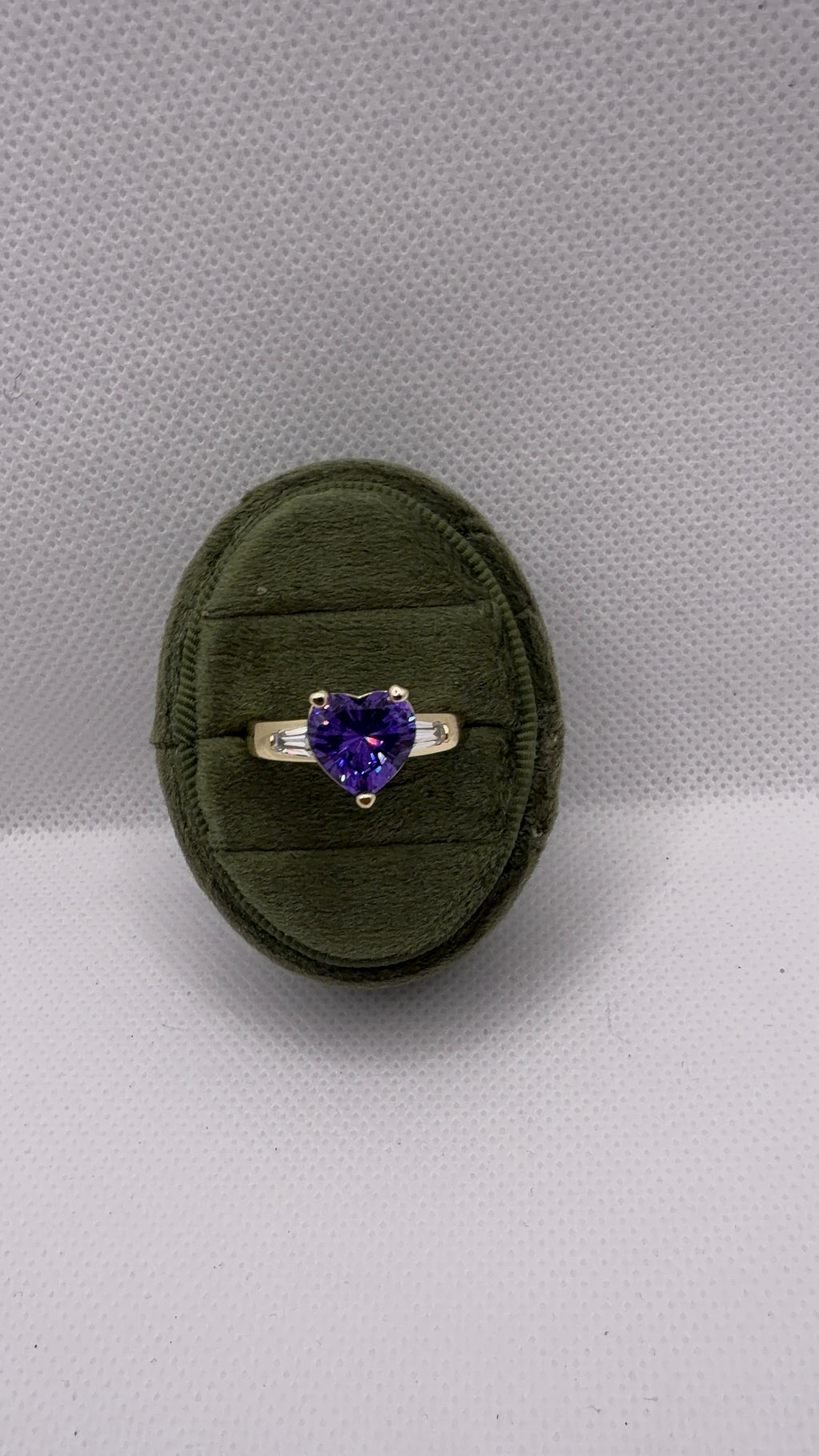 Gold Heart Solitaire Ring — Purple