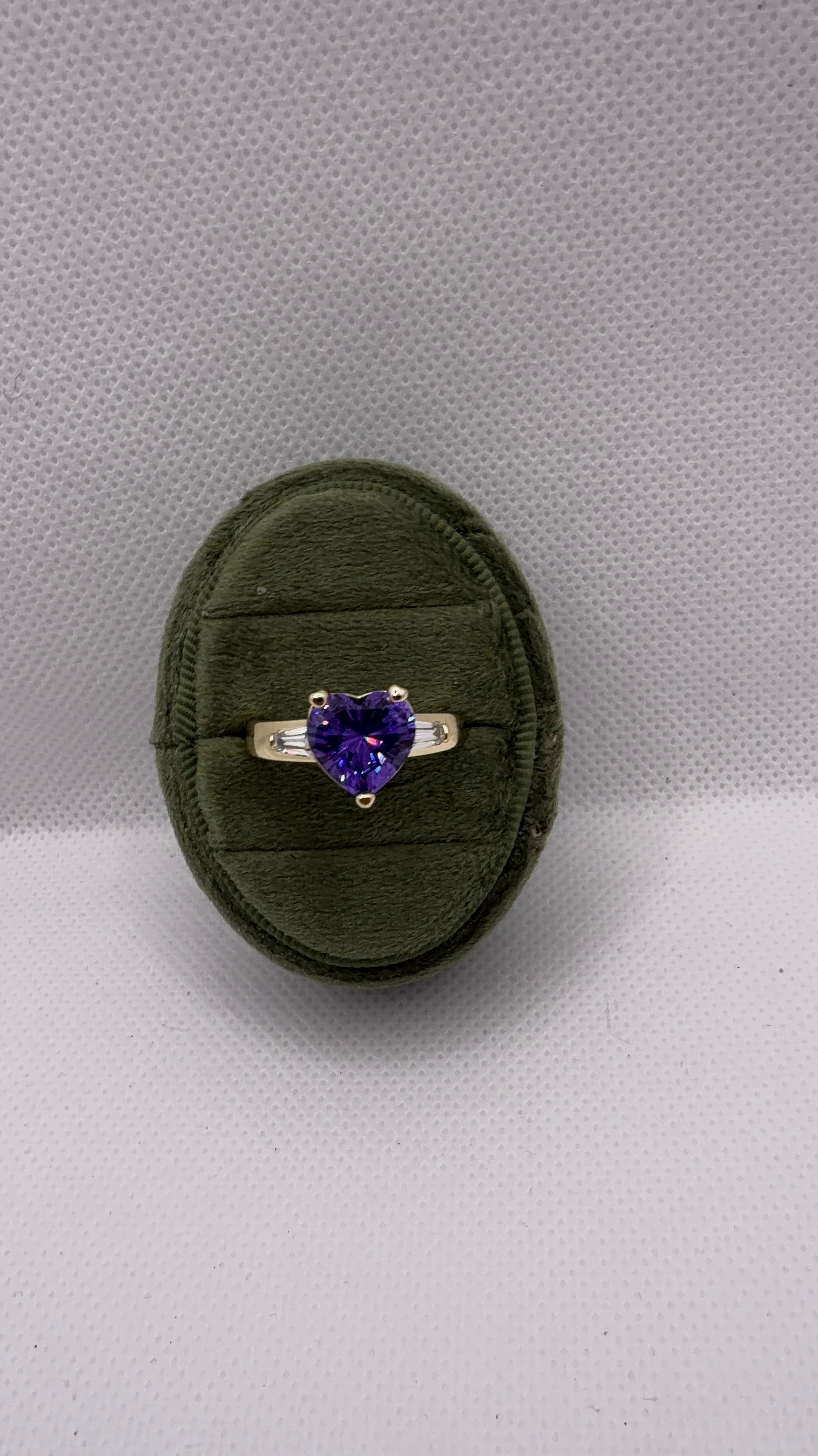 Gold Heart Solitaire Ring — Purple