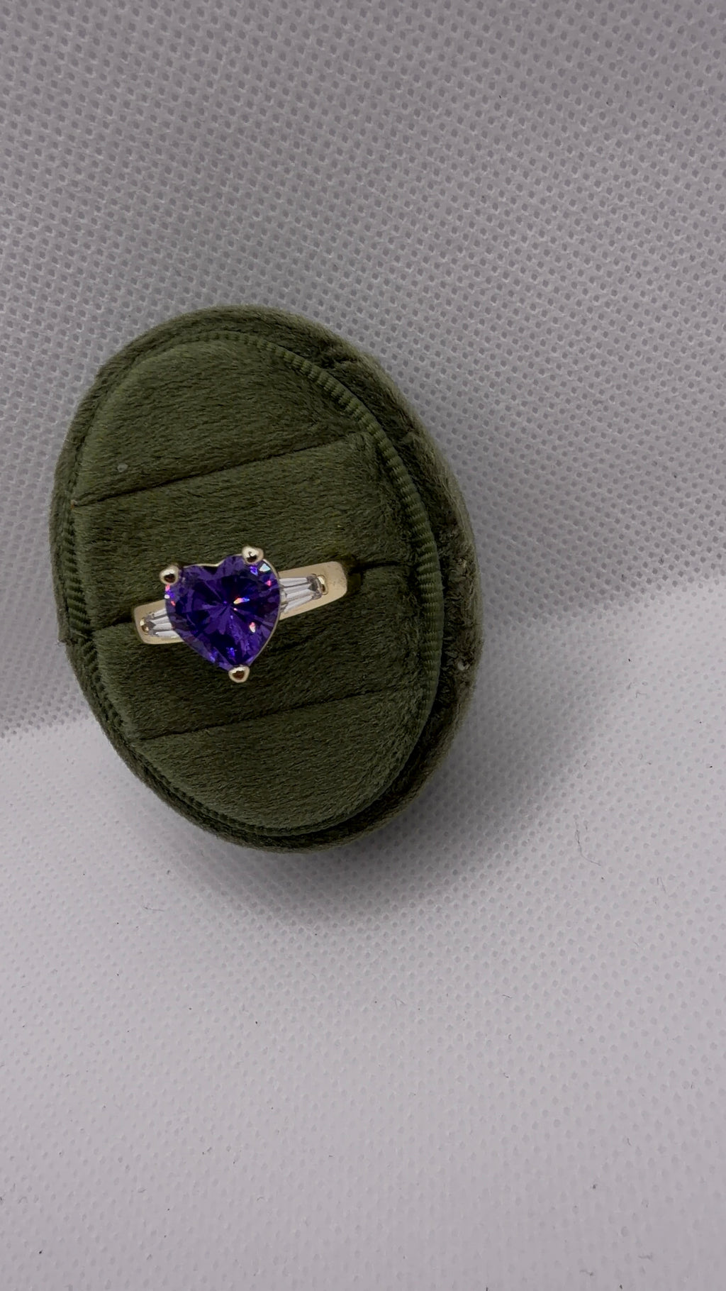 Gold Heart Solitaire Ring — Purple