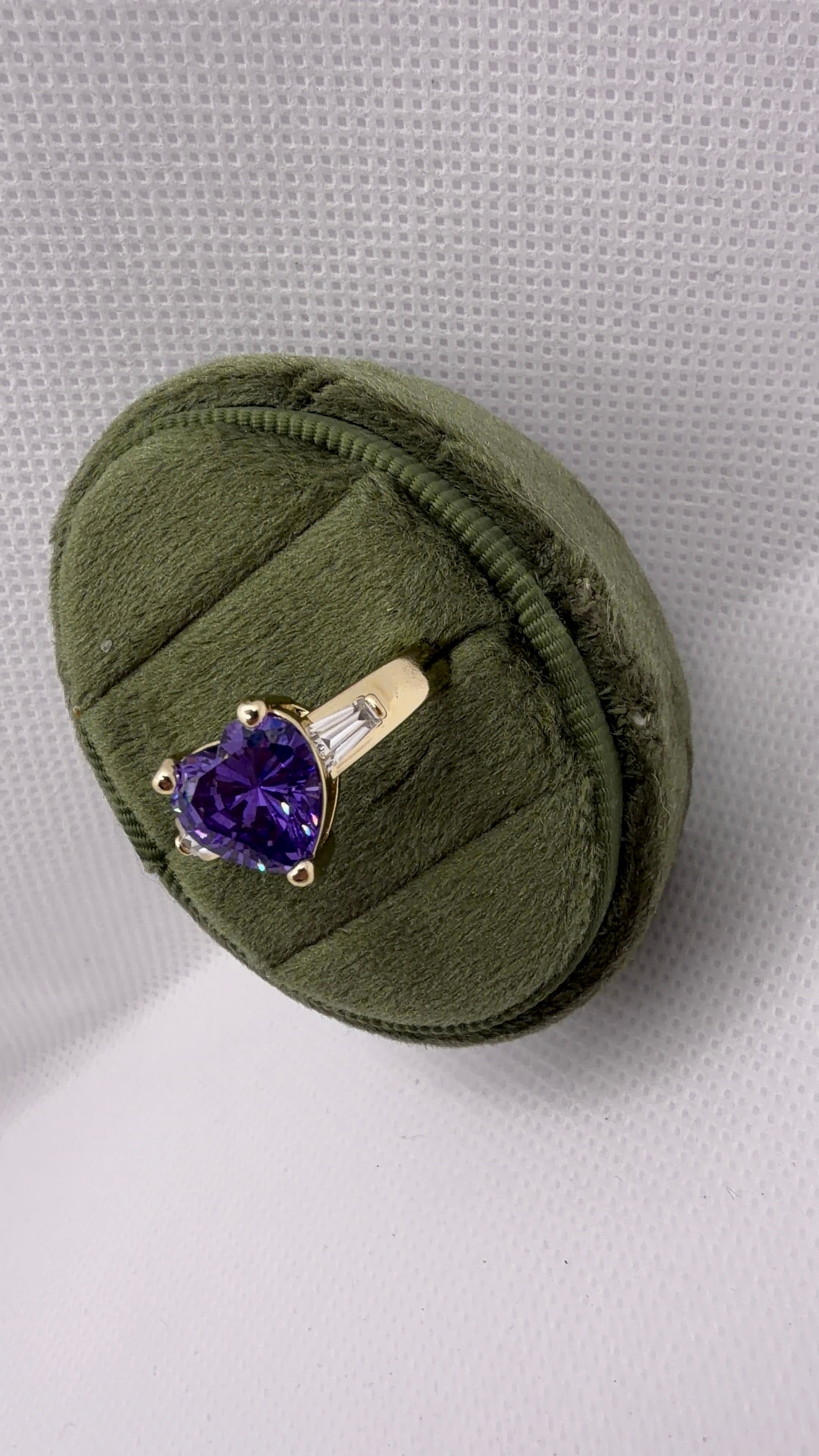 Gold Heart Solitaire Ring — Purple