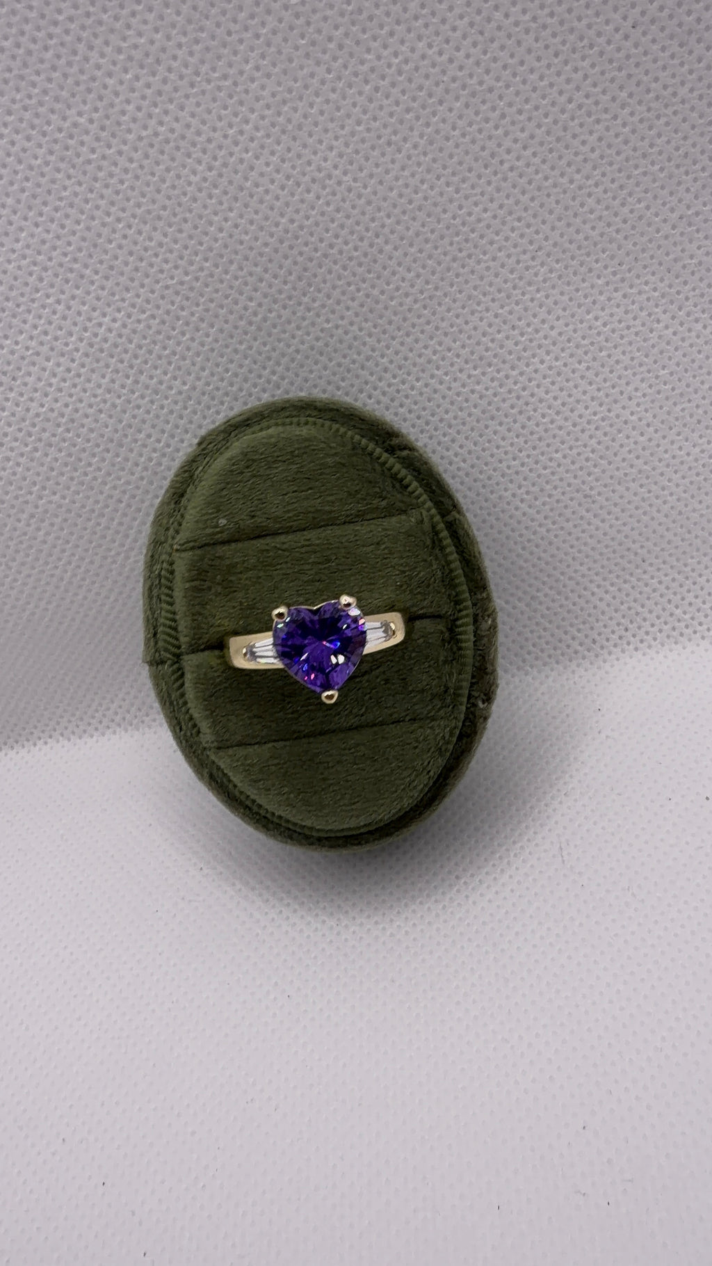 Gold Heart Solitaire Ring — Purple