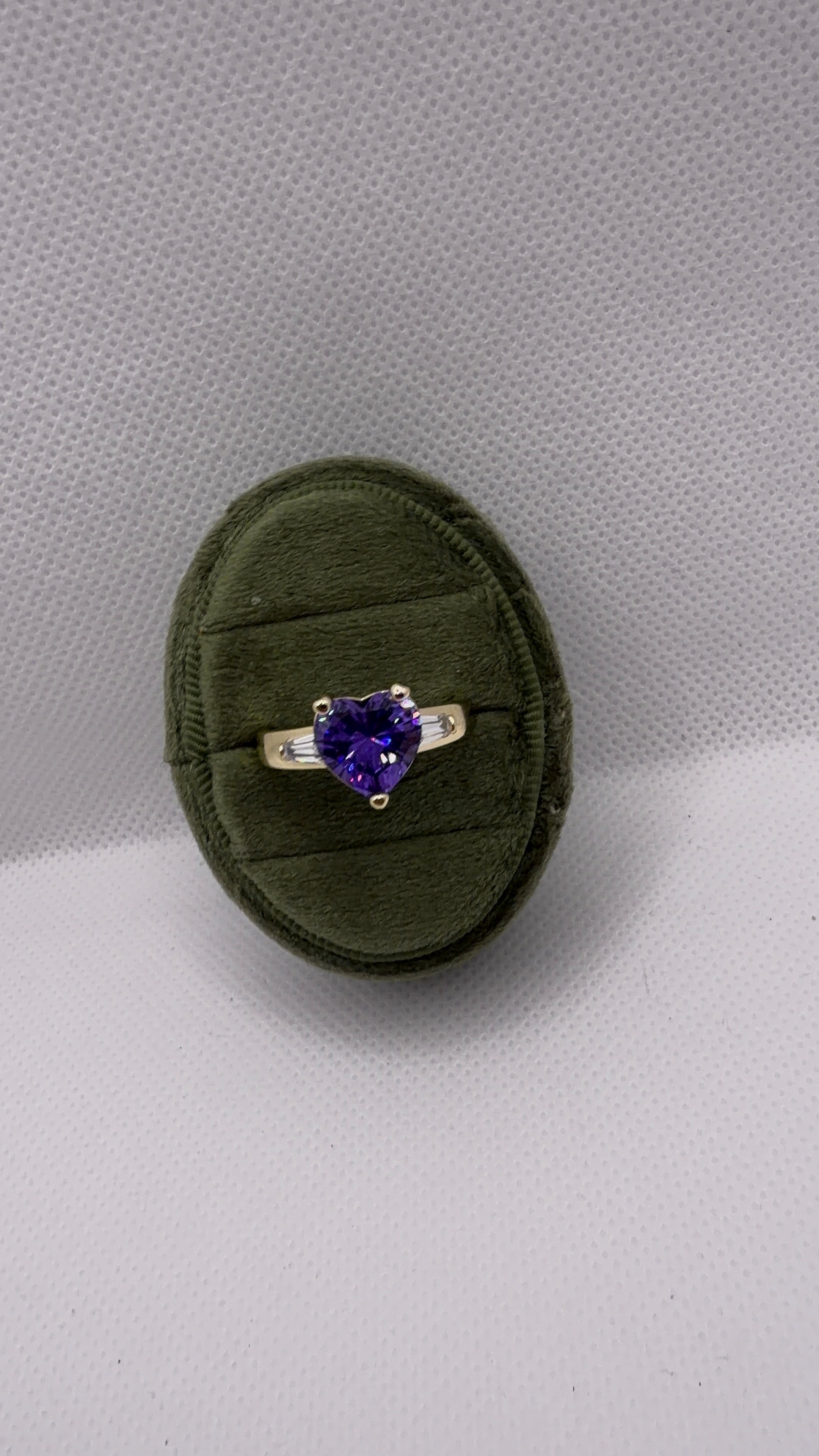Gold Heart Solitaire Ring — Purple