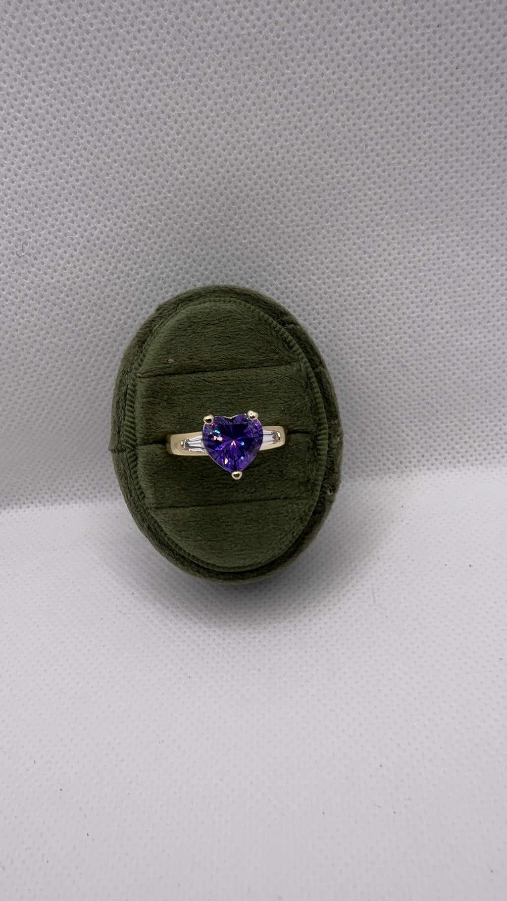 Gold Heart Solitaire Ring — Purple