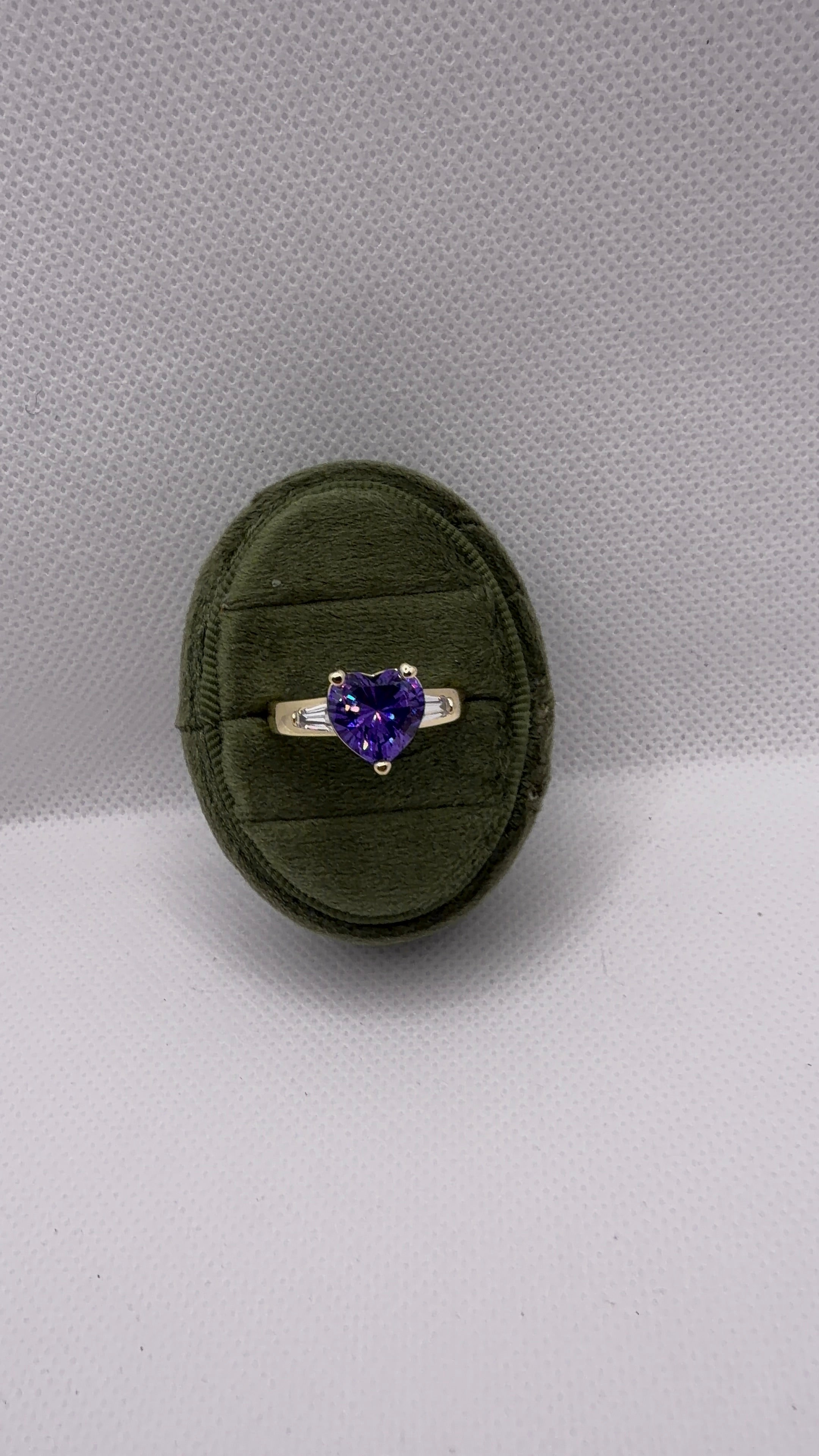 Gold Heart Solitaire Ring — Purple