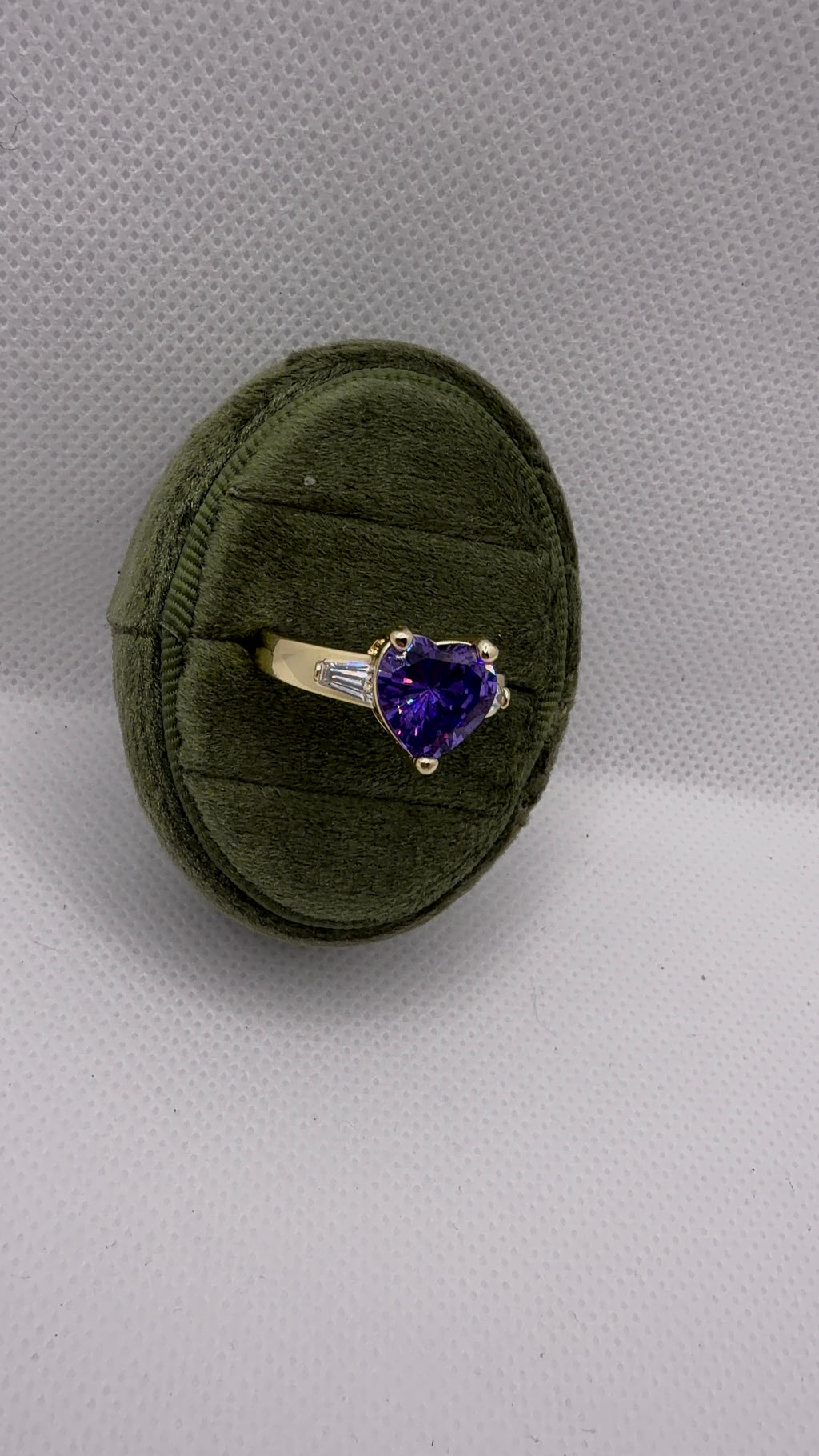 Gold Heart Solitaire Ring — Purple