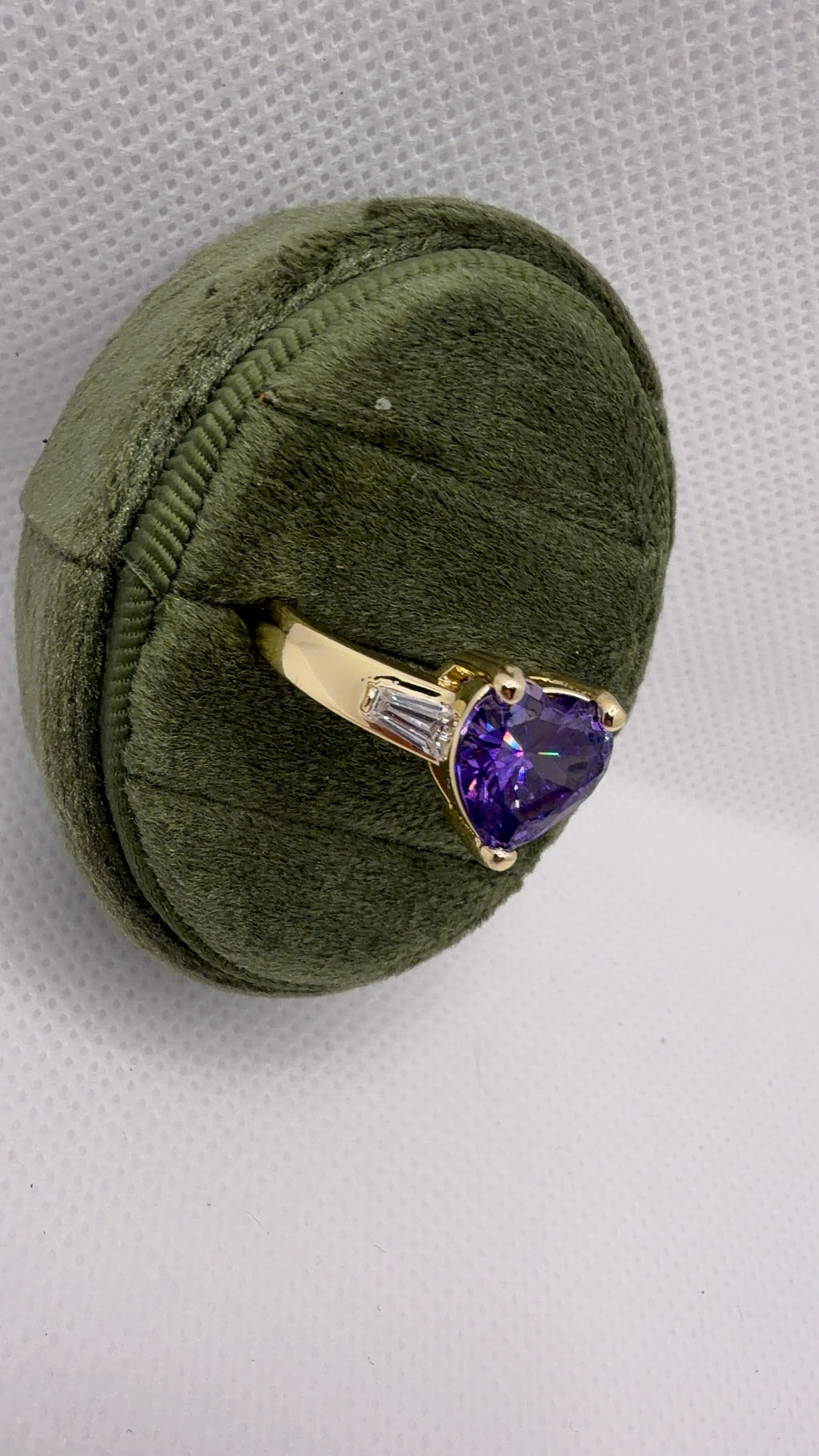 Gold Heart Solitaire Ring — Purple