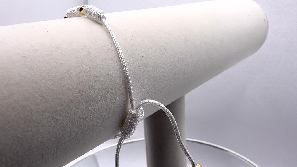 White Macramé Clover Charm Bracelet