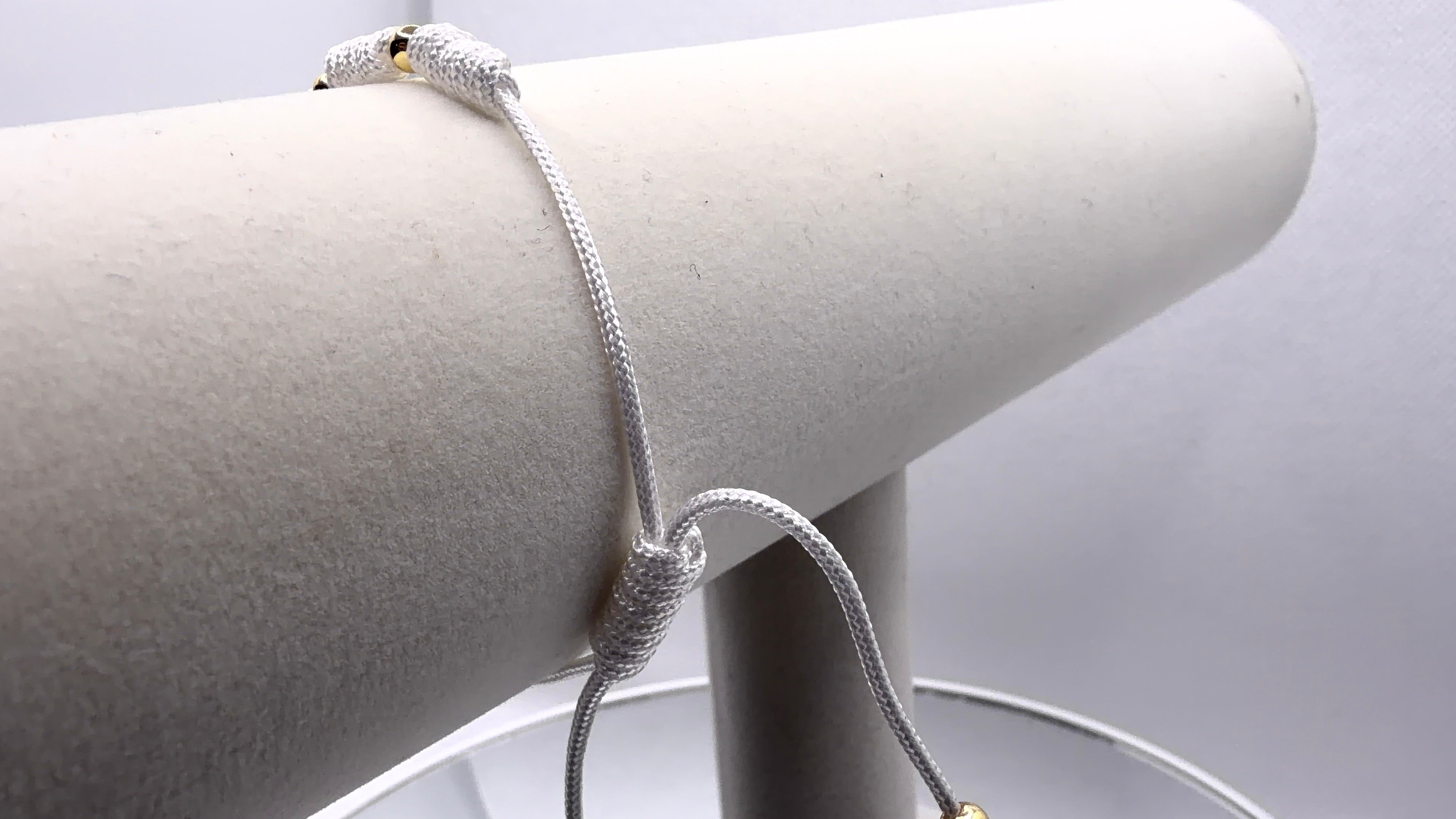 White Macramé Clover Charm Bracelet