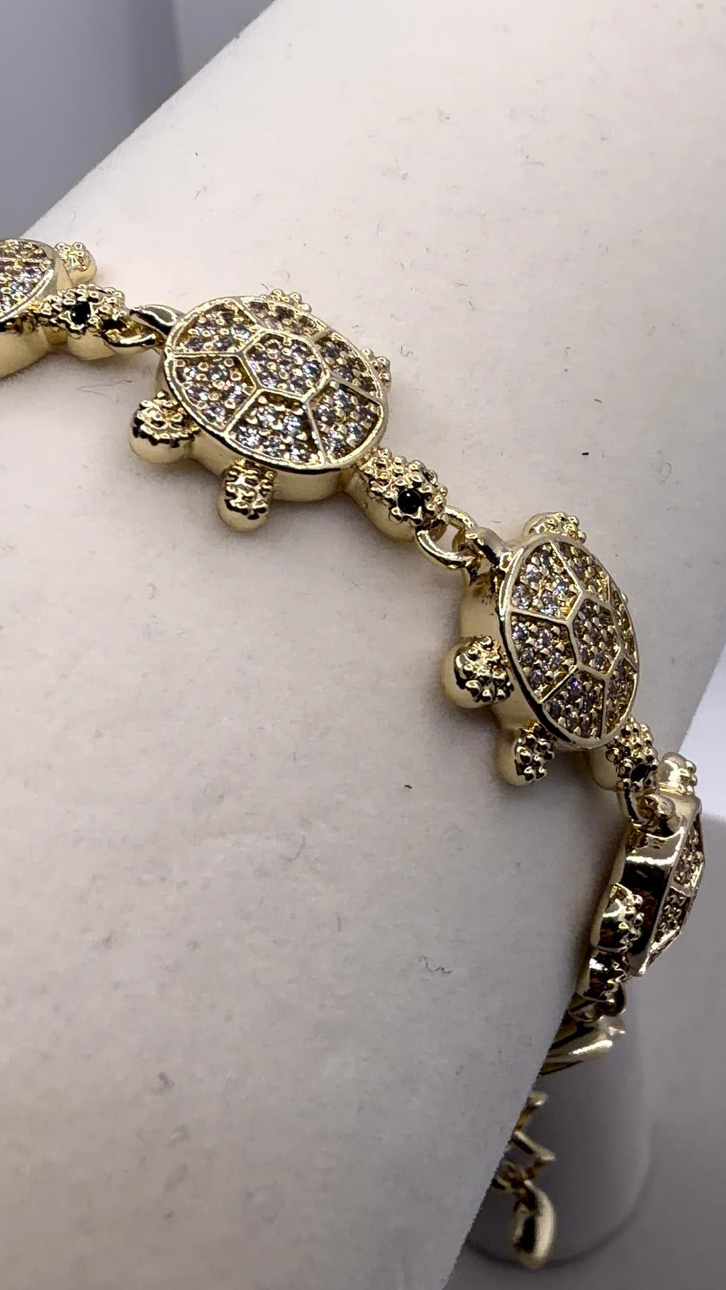 Gold Pavé Turtle Charm Bracelet