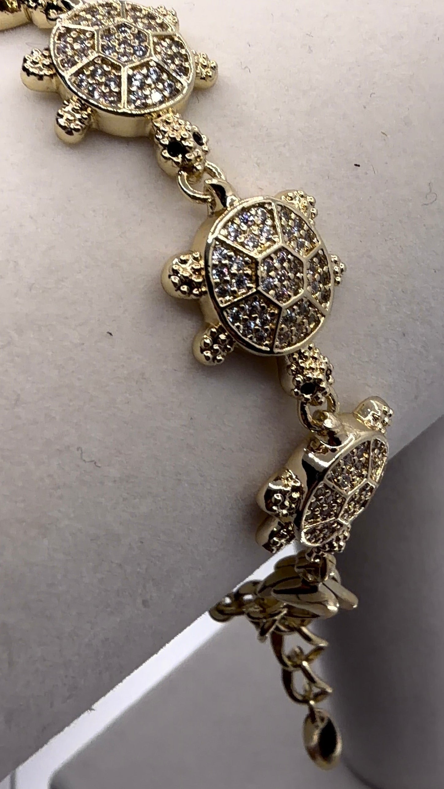 Gold Pavé Turtle Charm Bracelet