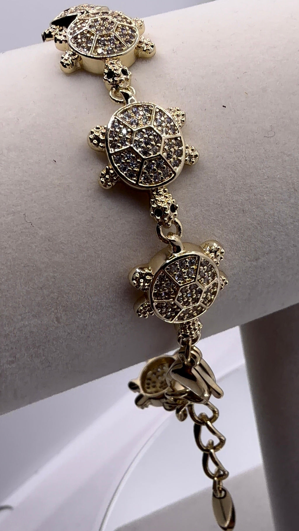 Gold Pavé Turtle Charm Bracelet