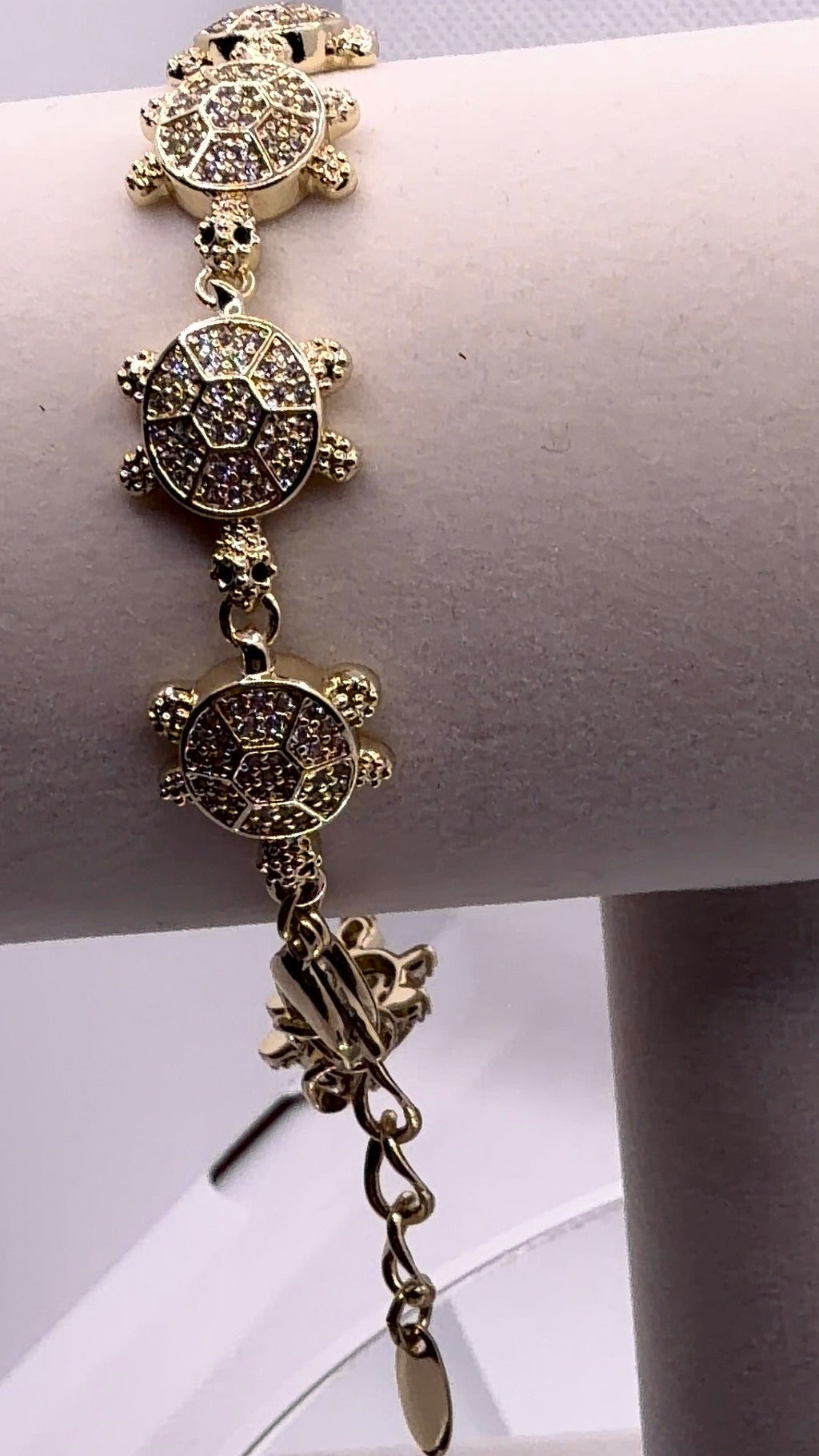 Gold Pavé Turtle Charm Bracelet