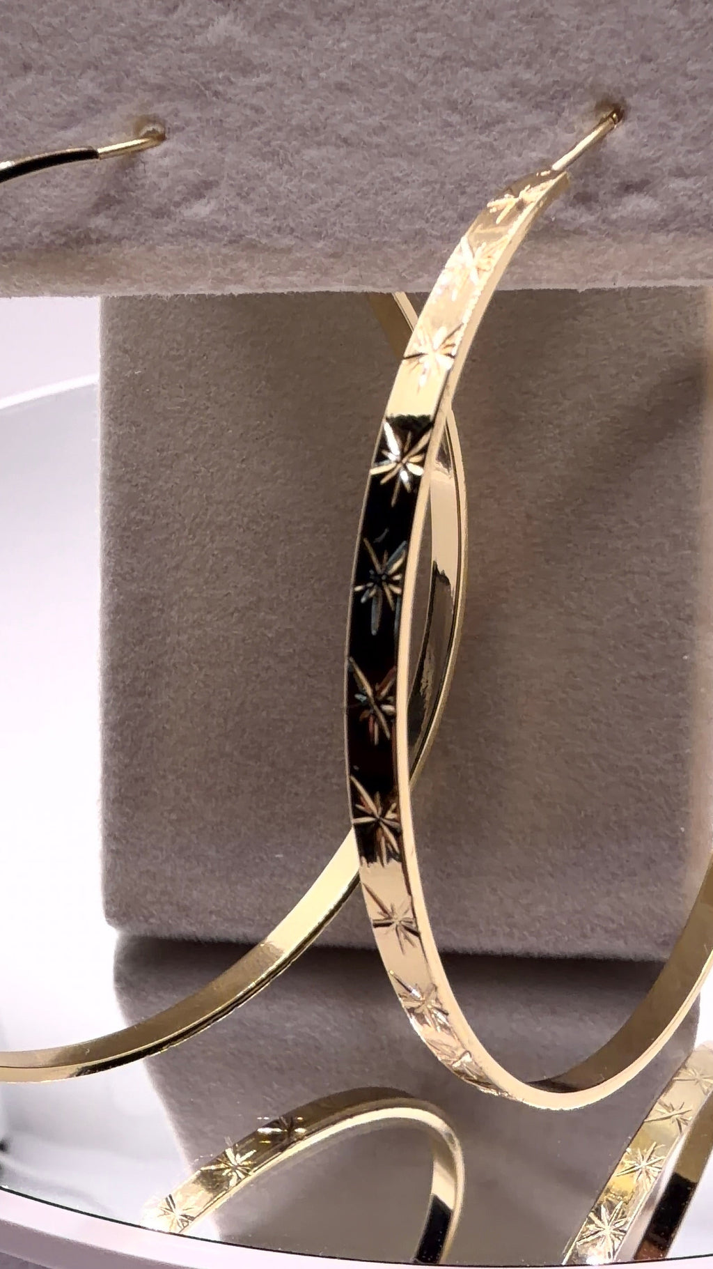 Gold Star-Engraved Hoop Earrings