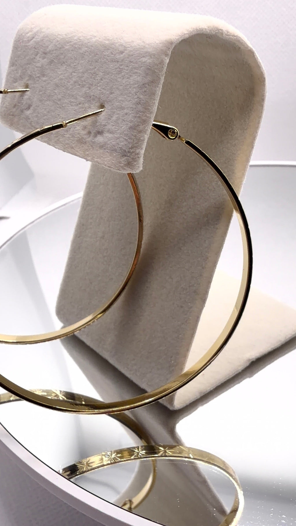 Gold Star-Engraved Hoop Earrings