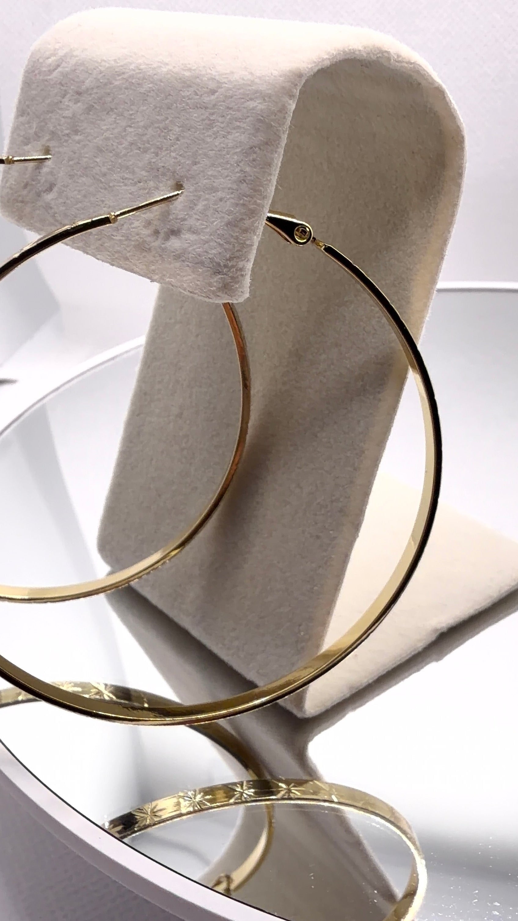 Gold Star-Engraved Hoop Earrings