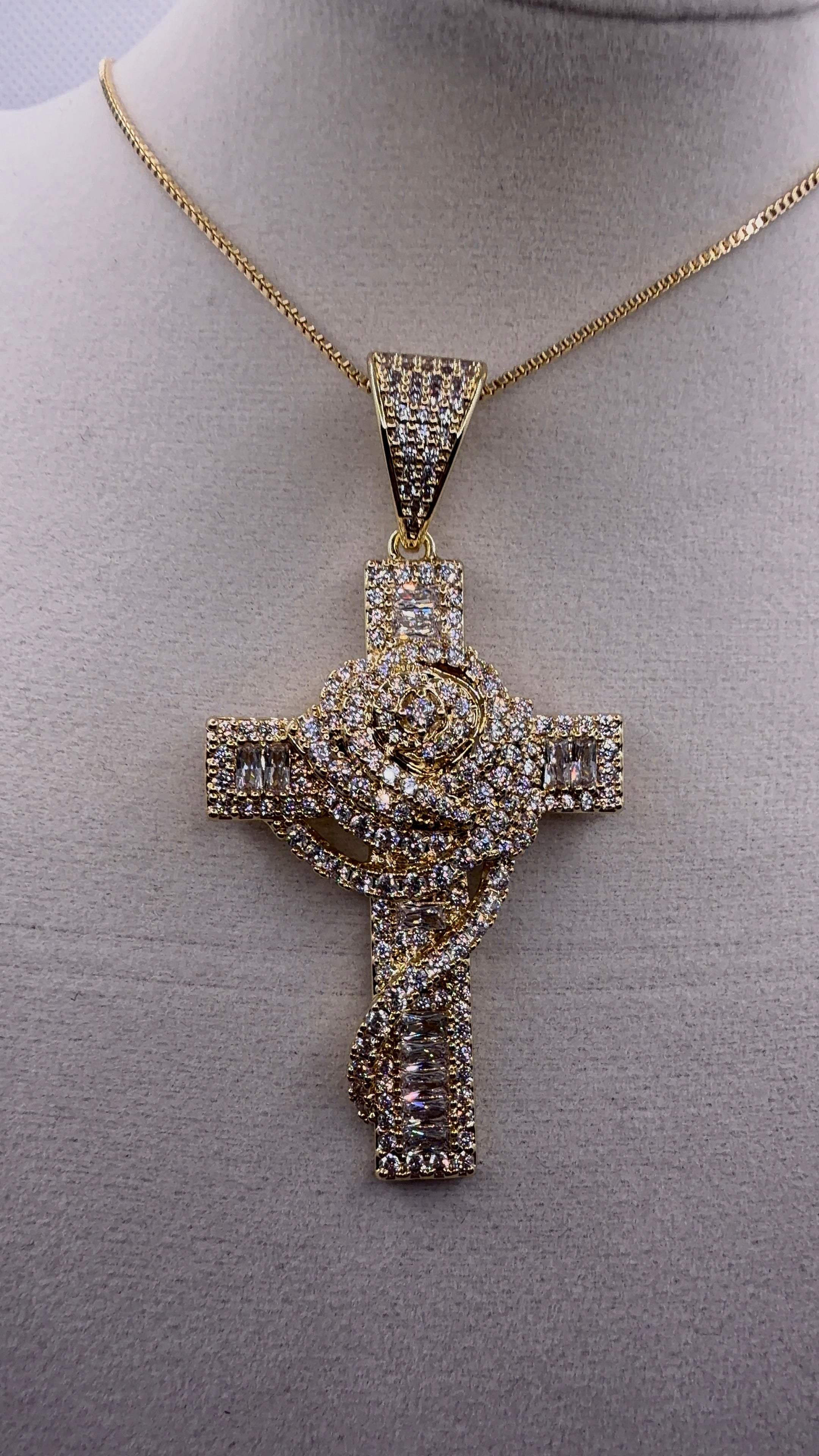 Iced Out Rose Cross Pendant