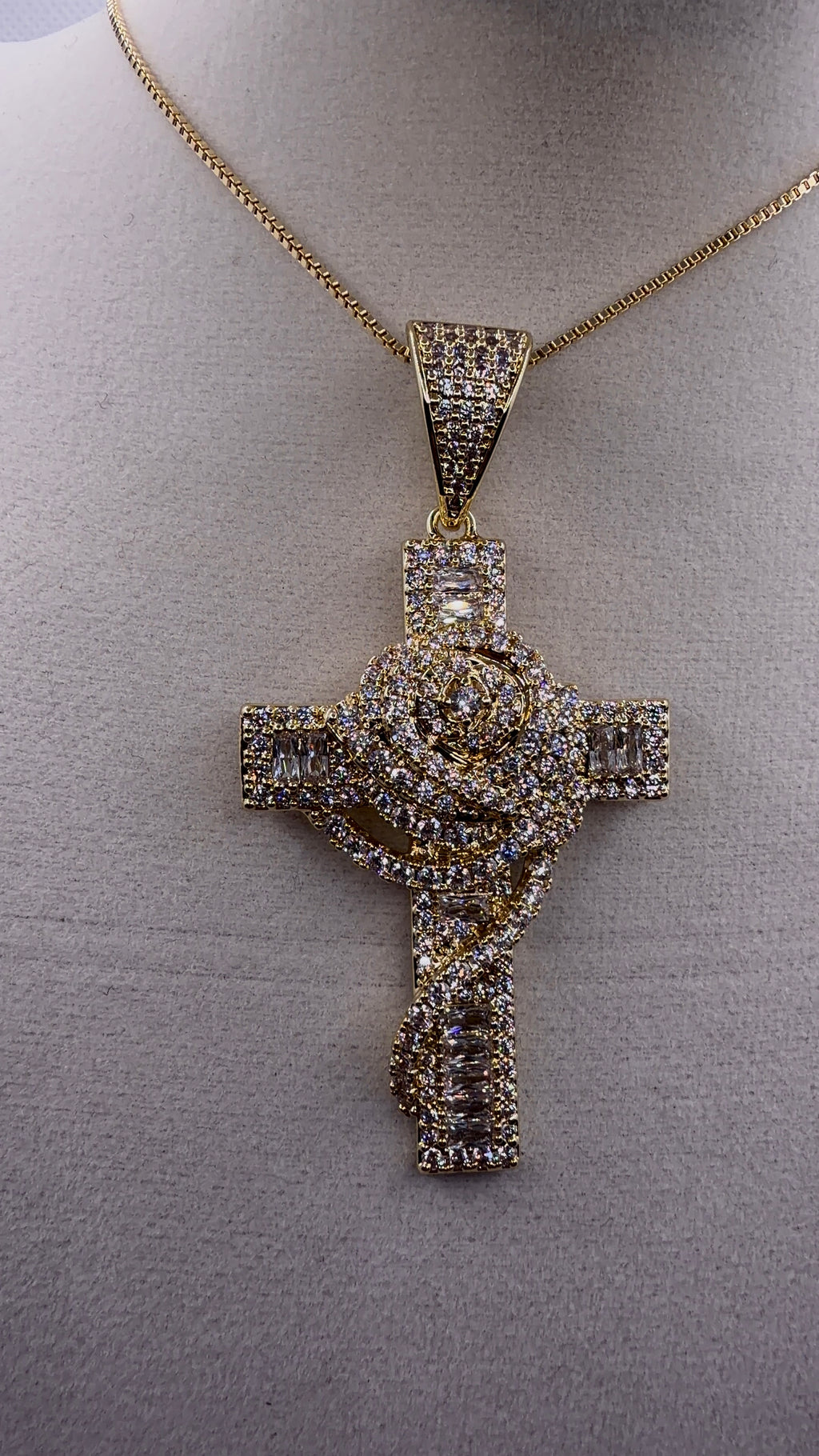 Iced Out Rose Cross Pendant