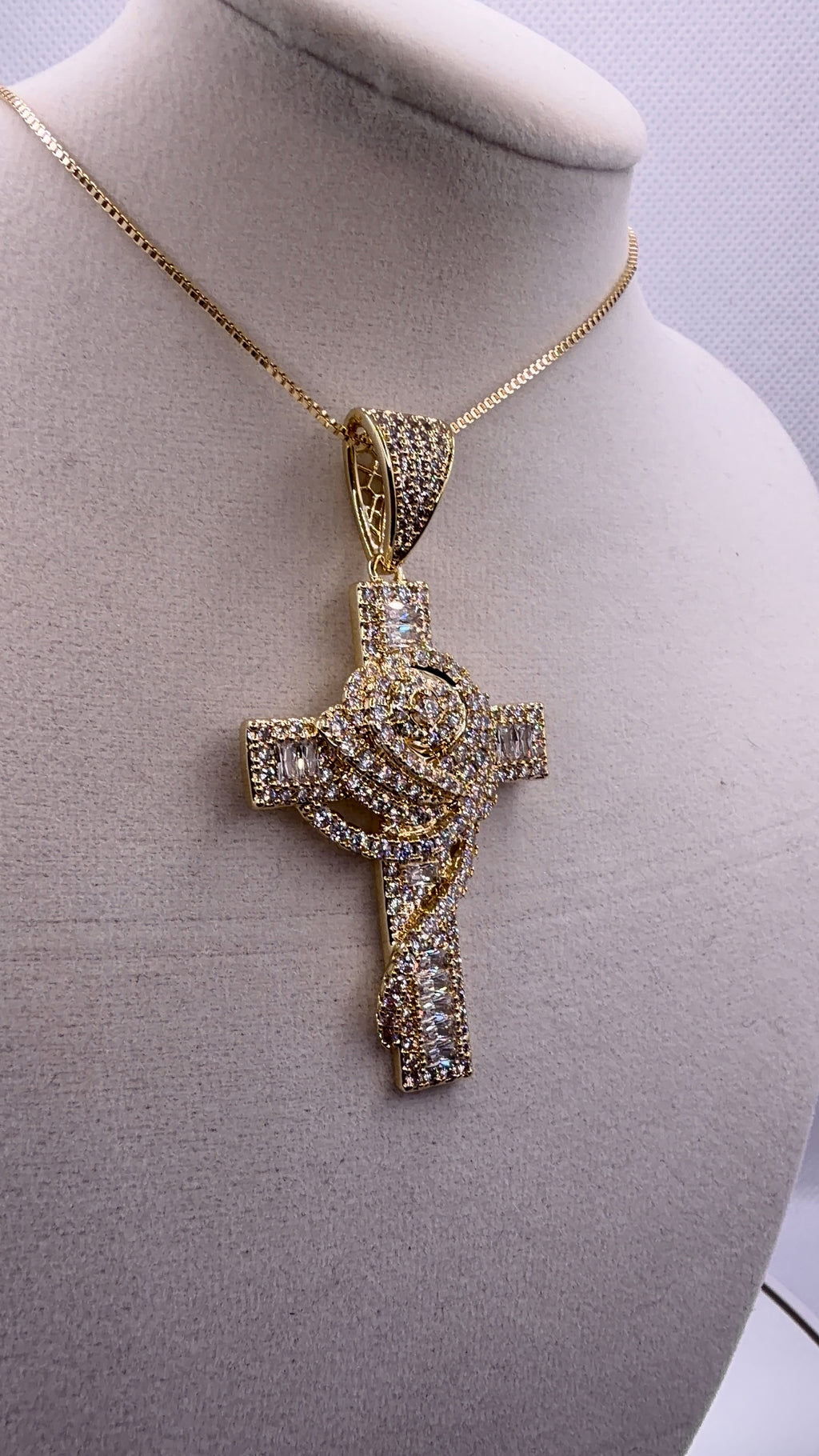 Iced Out Rose Cross Pendant