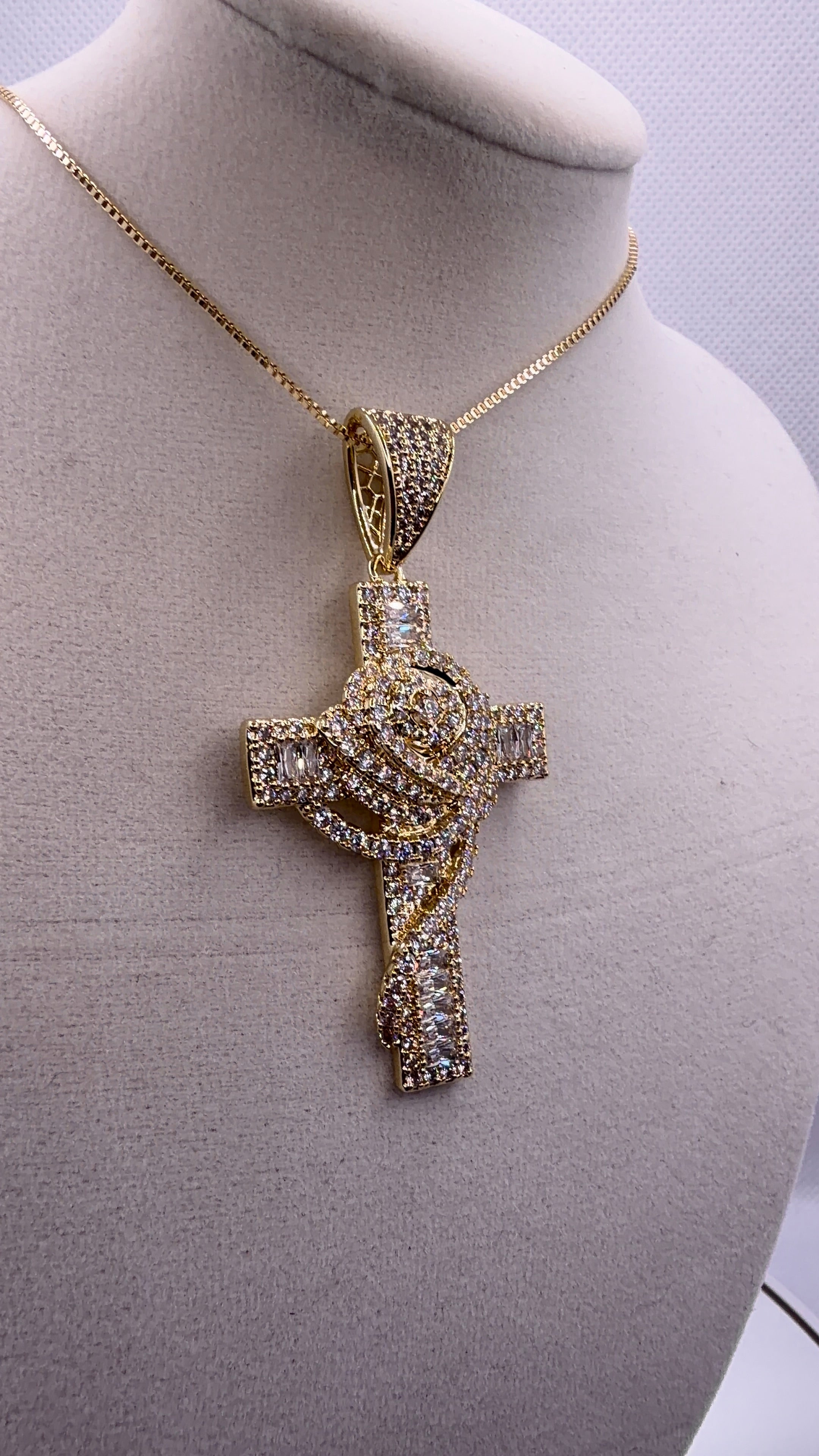 Iced Out Rose Cross Pendant